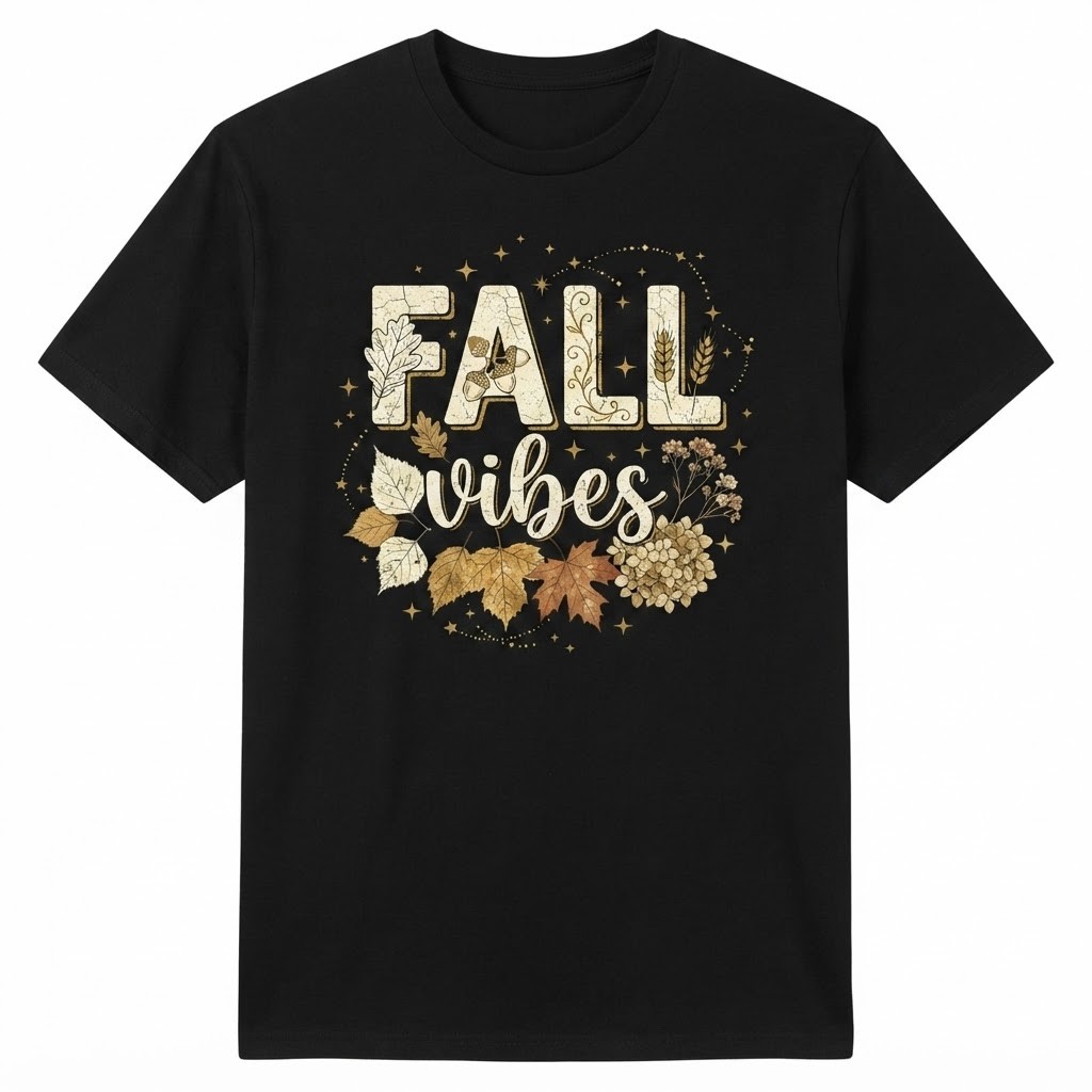 Fall Vibes Autumnal Leaves And Acorns Botanical Graphic T-shirt For Men Women