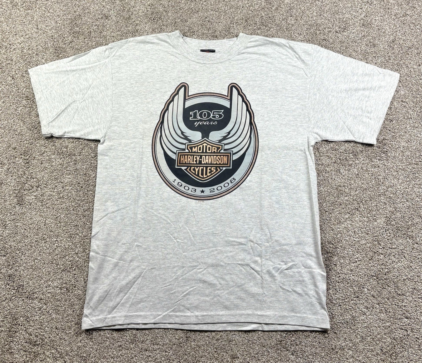Harley-Davidson T-Shirt 105th Anniversary Men’s Size Large Gray Wisconsin