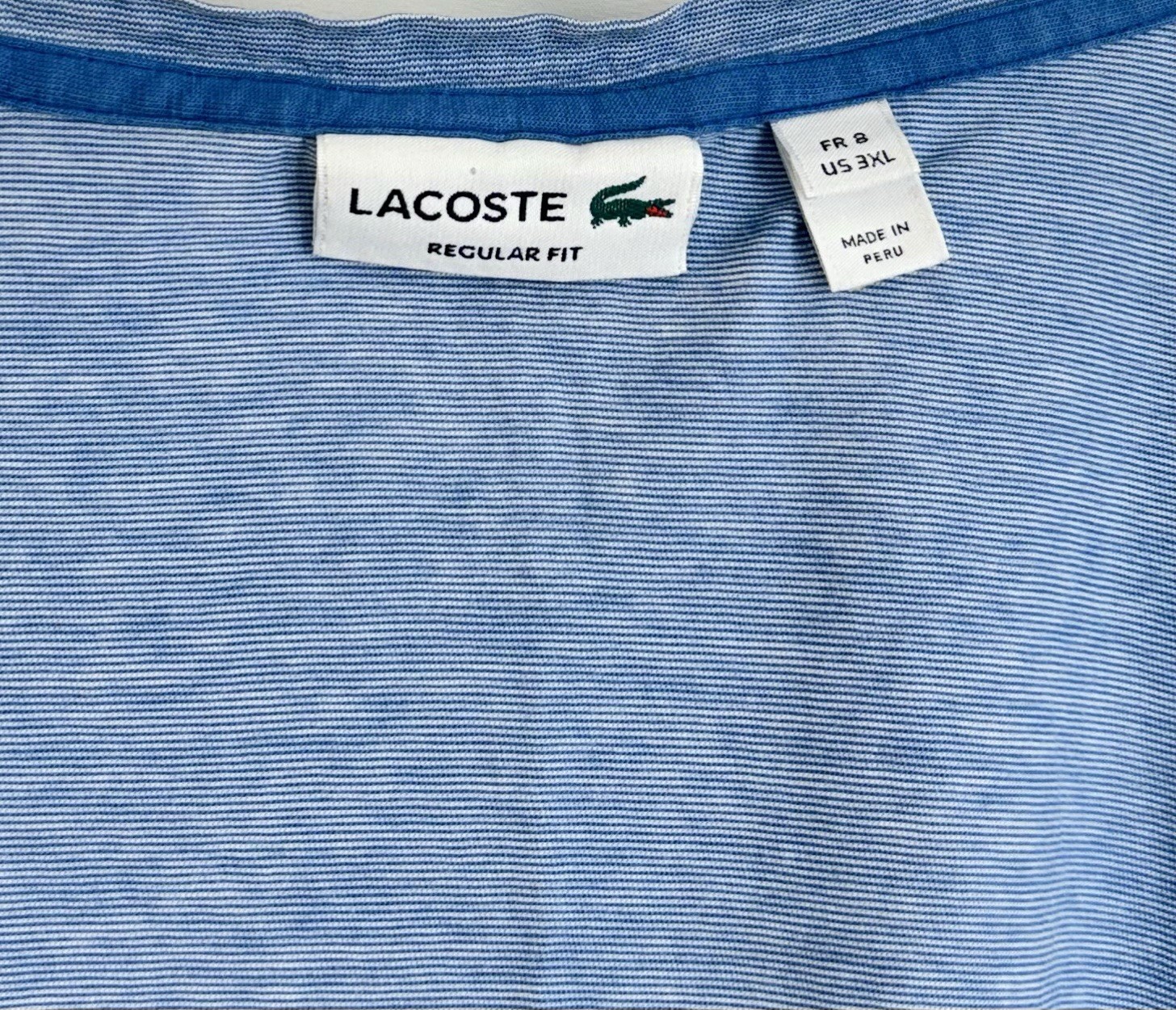 Lacoste Men&rsquo;s Size 3XL (8) Blue w/ White Alligator Logo S/S V-Neck T-Shirt Tee