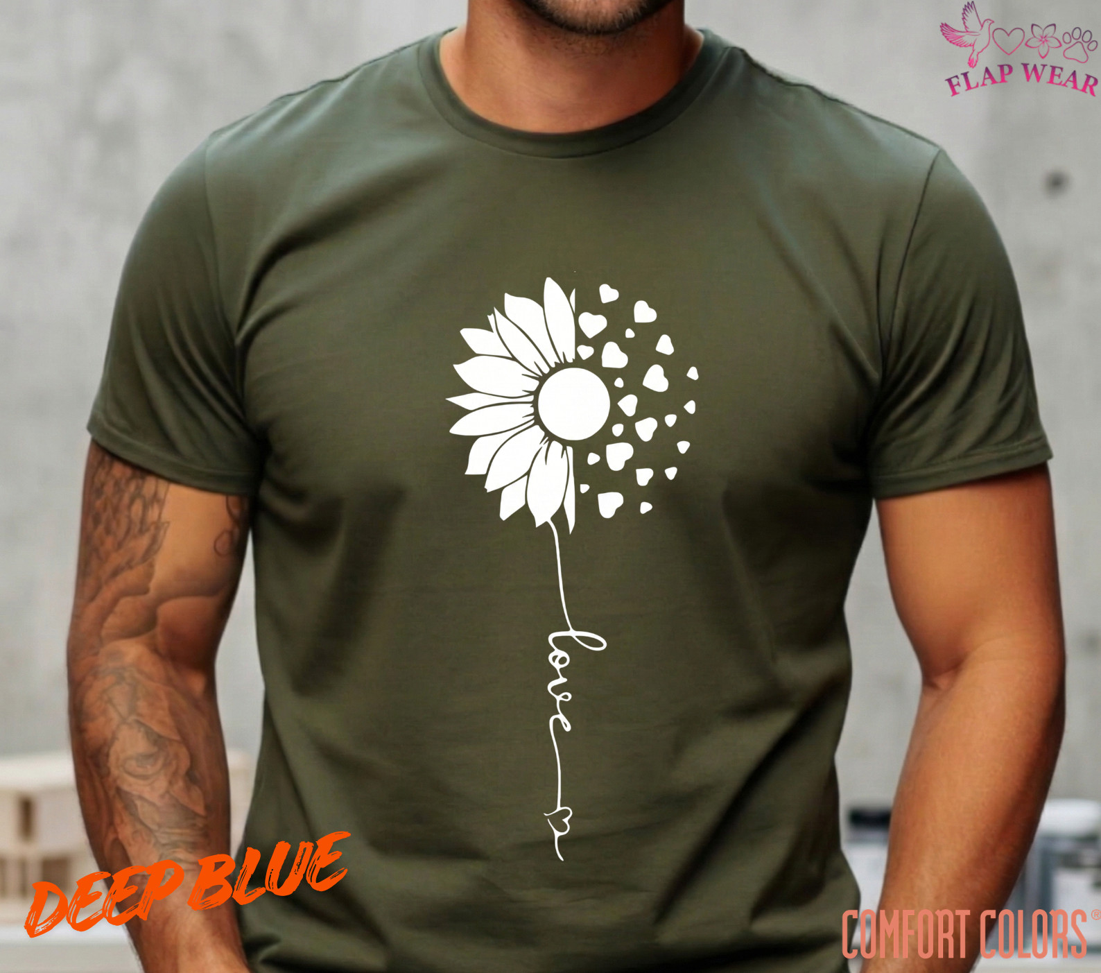 Unisex Sunflower Heart Love T shirt Men T shirt Women valanity day Romantic