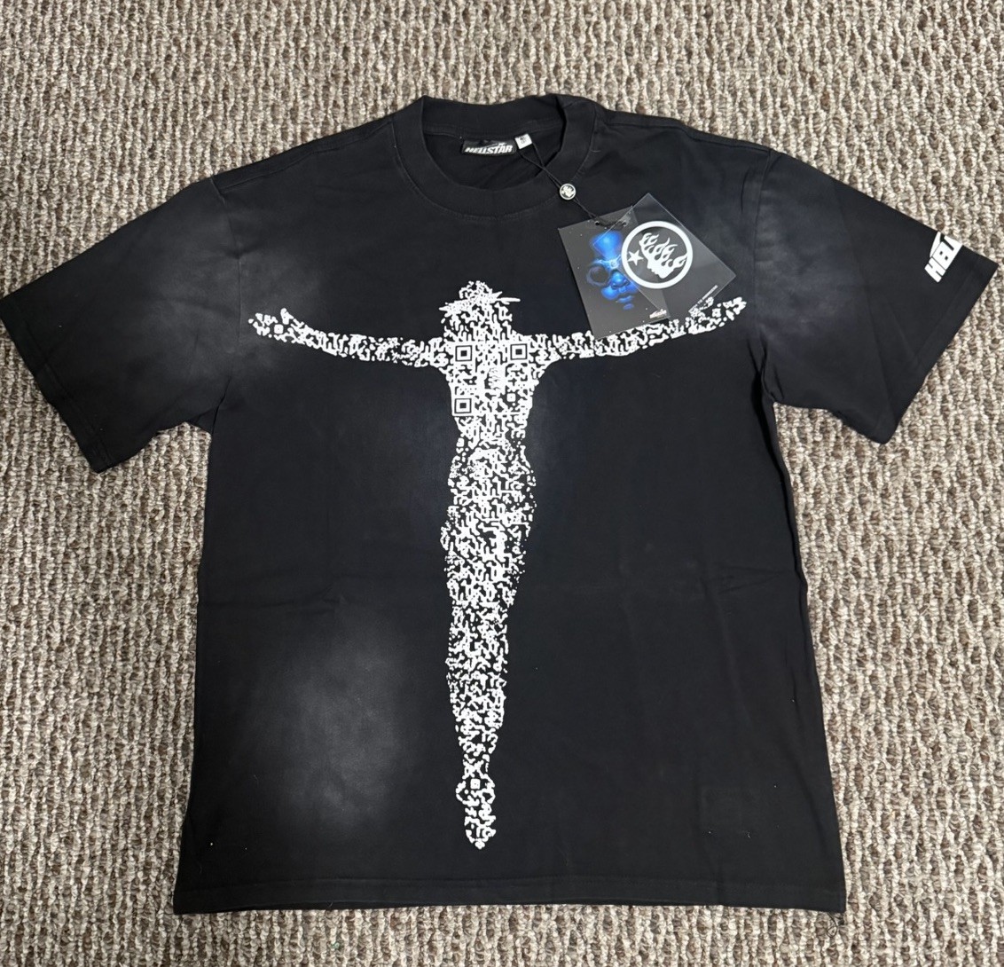 Hellstar Men&rsquo;s Black Graphic Print Cotton Jersey Short Sleeve T-Shirt Size S