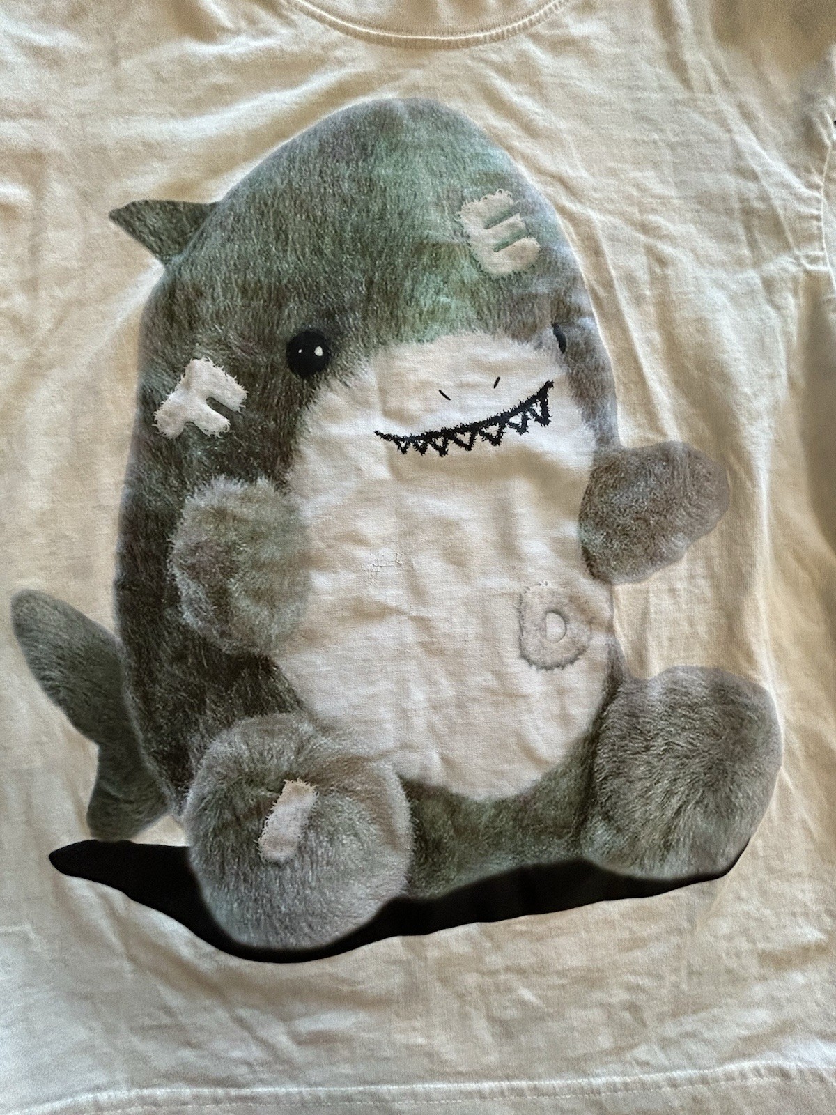 Fide Unisex Sz Small Baby Shark T-shirt Graphic Tee Cotton Ivory Tiedye Babycore