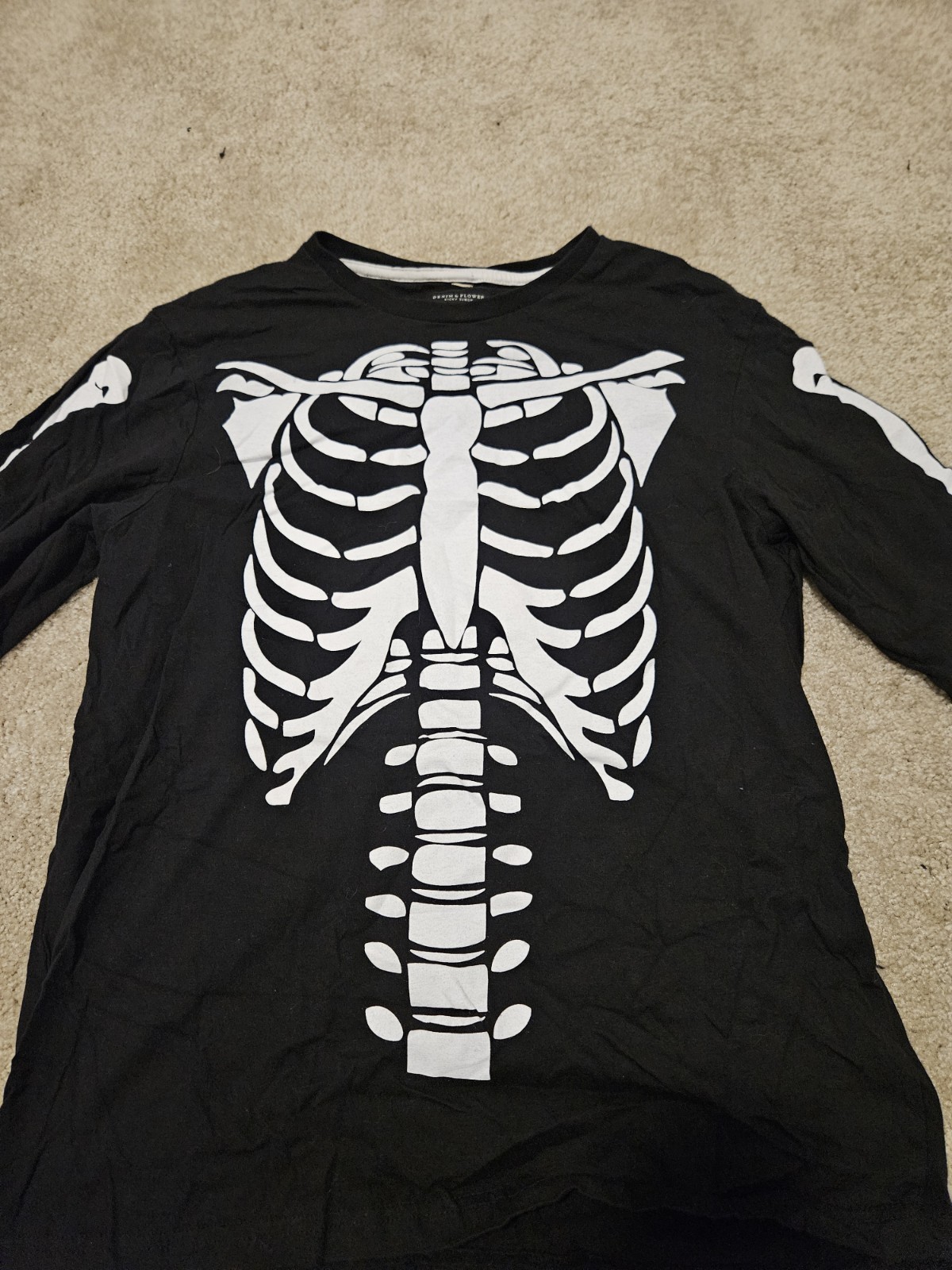 Denim & Flower Ricky Singh Men&rsquo;s Black Skeleton Graphic Crew Neck T-Shirt Size L