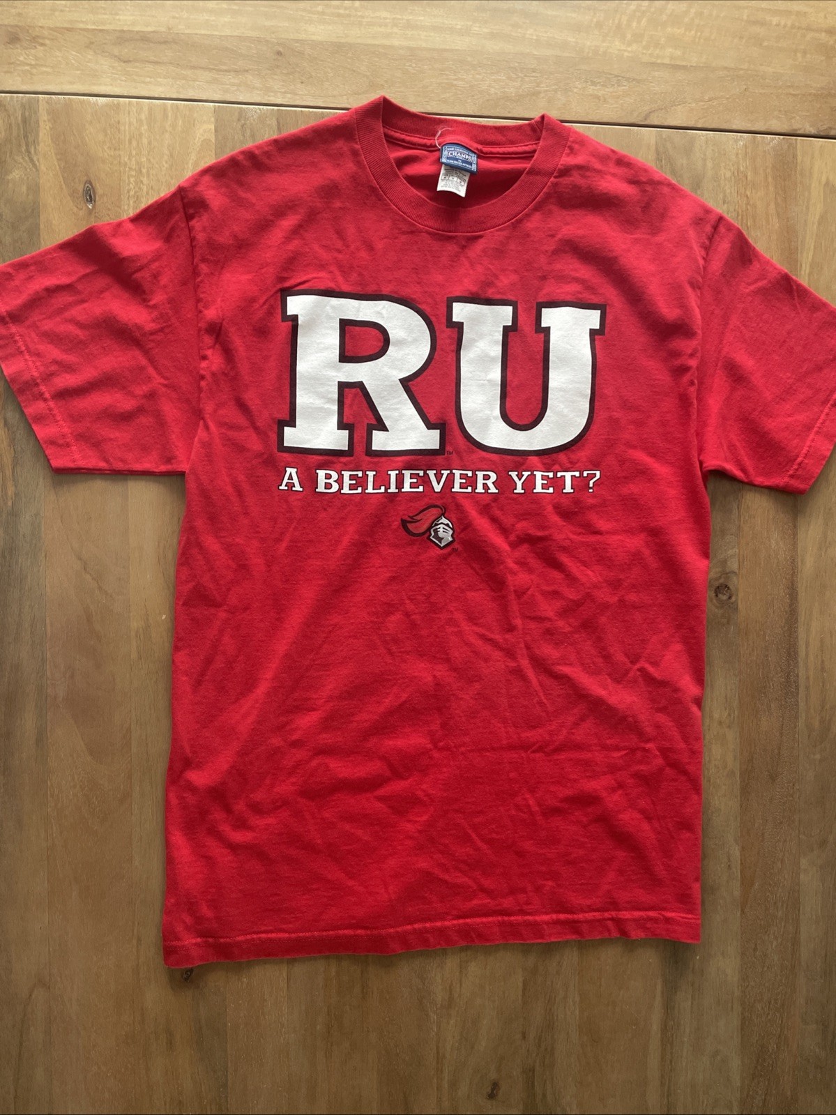 Vintage 90&rsquo;s Rutgers University Red Tee Shirt Champs Sports Mens Medium Cotton