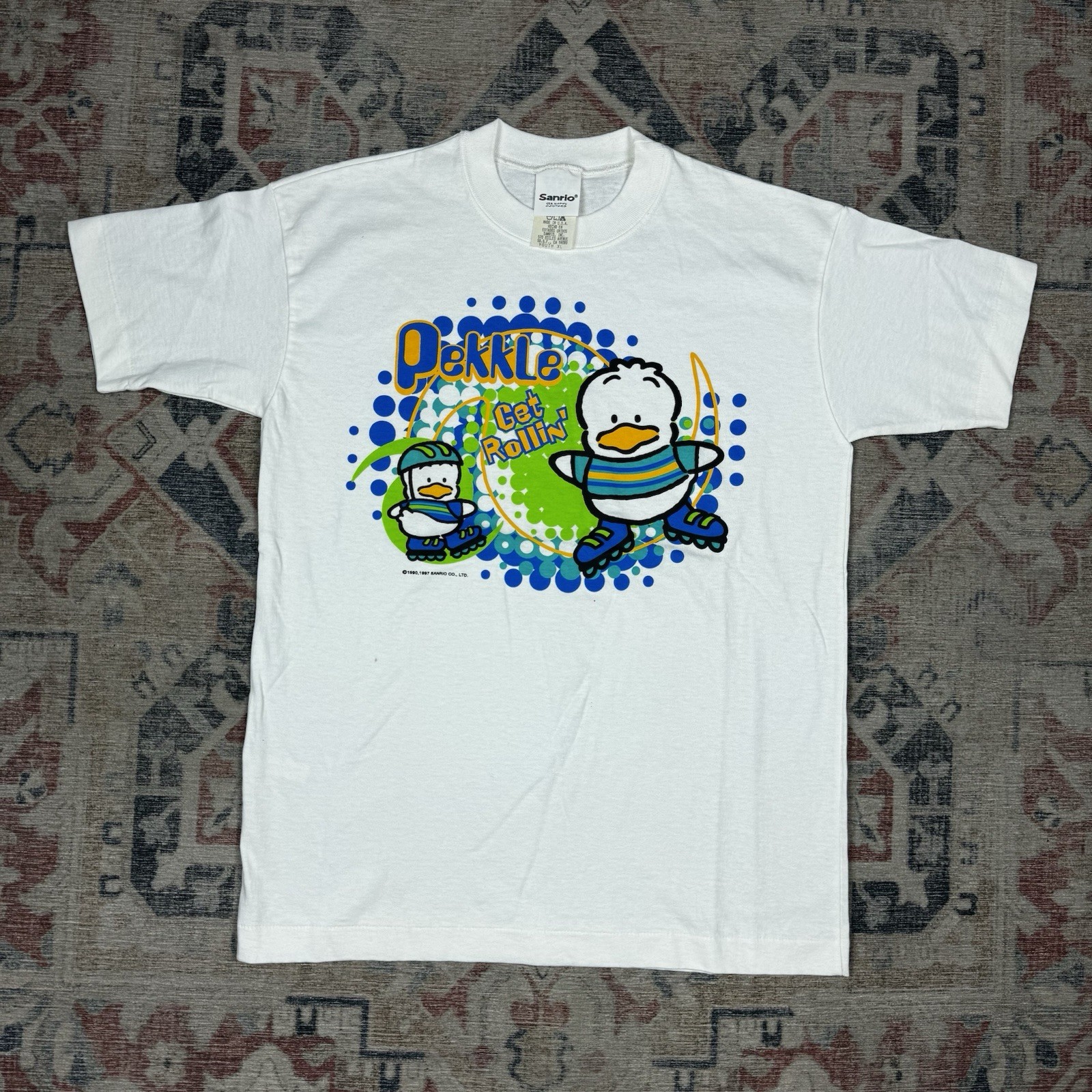 1990s Vintage Sanrio Hello Kitty Pekkle The Duck Youth Large T Shirt USA Made