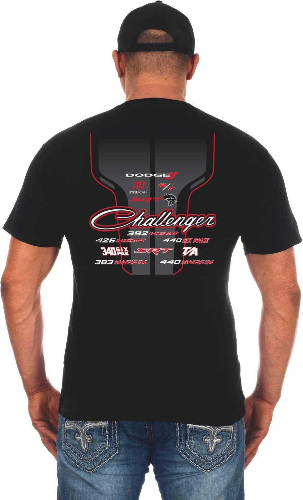 JH Design Men&rsquo;s Dodge Challenger T-Shirt Short Sleeve Black Crew Neck Shirt