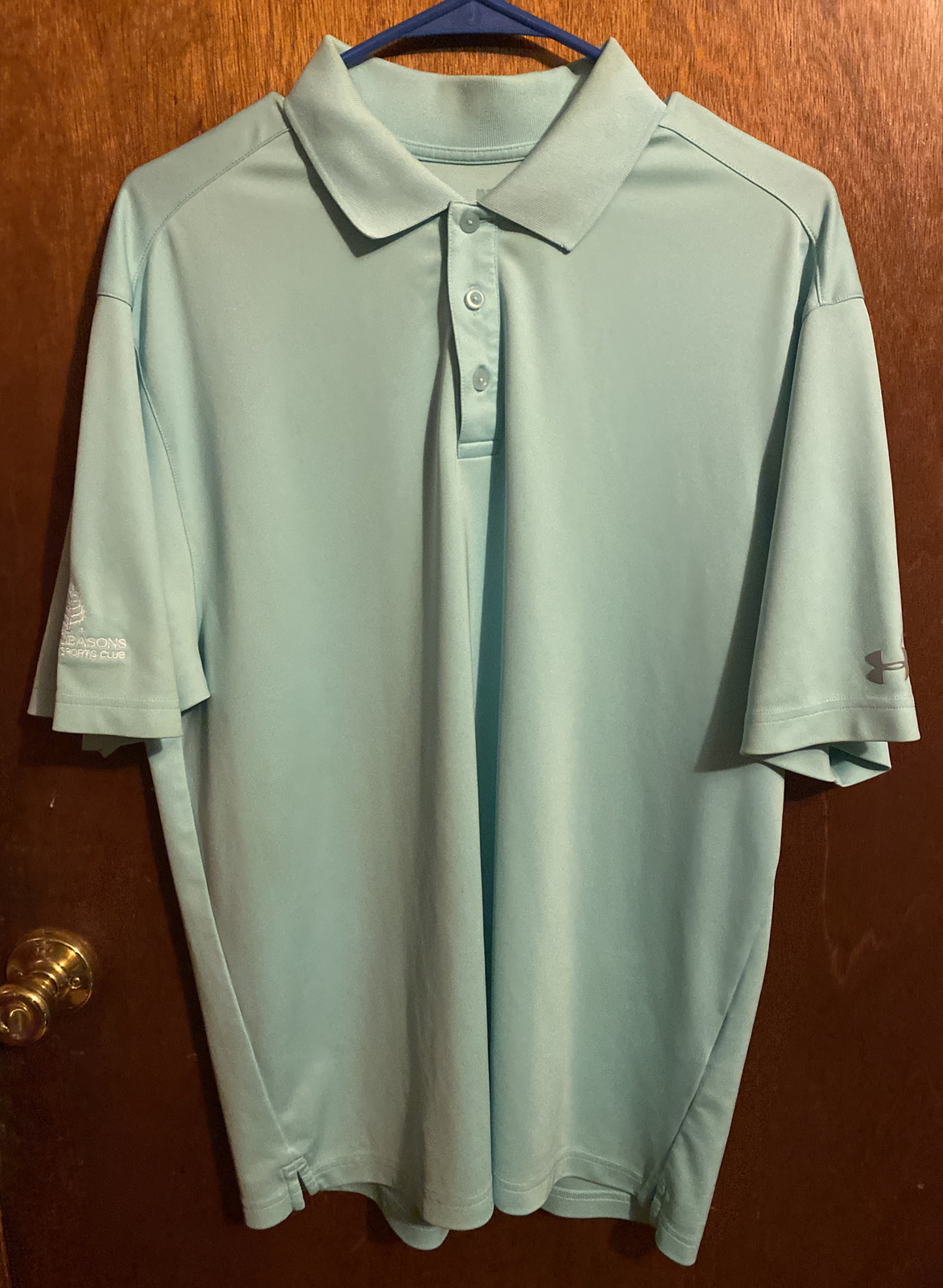MEDIUM FOUR SEASONS RESORT TEAL POLO SHIRT HAWAII UNDER ARMOR