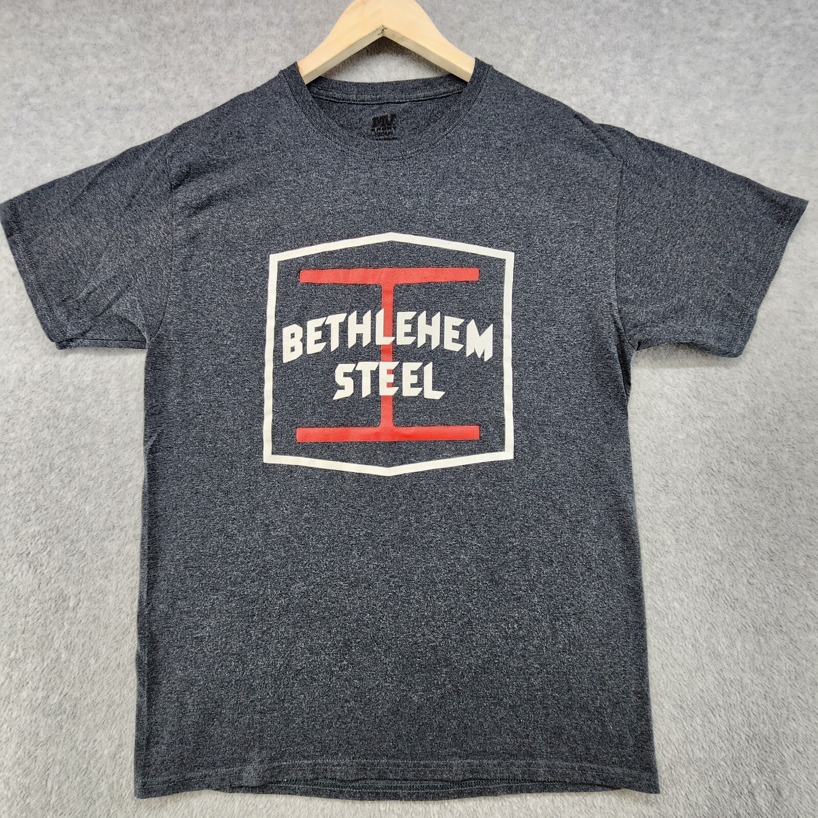 MV Sport T-Shirt Men&rsquo;s M Gray Solid Cotton Logo Crew-Neck Short Sleeves Pullover