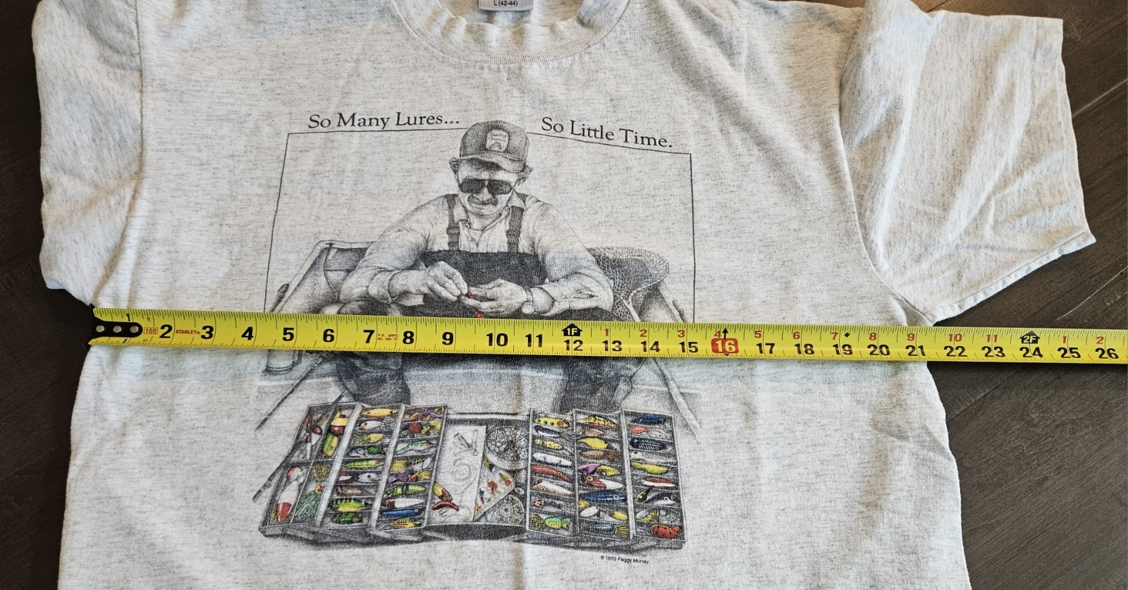 Vintage « So Many Lures So Little Time » Fishing Graphic T Shirt Men&rsquo;s Size L USA