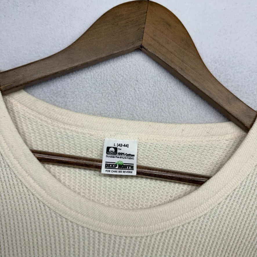 Vintage Deep North Thermal Shirt Mens Large Beige Tan Waffle Base Layer Thin 90s