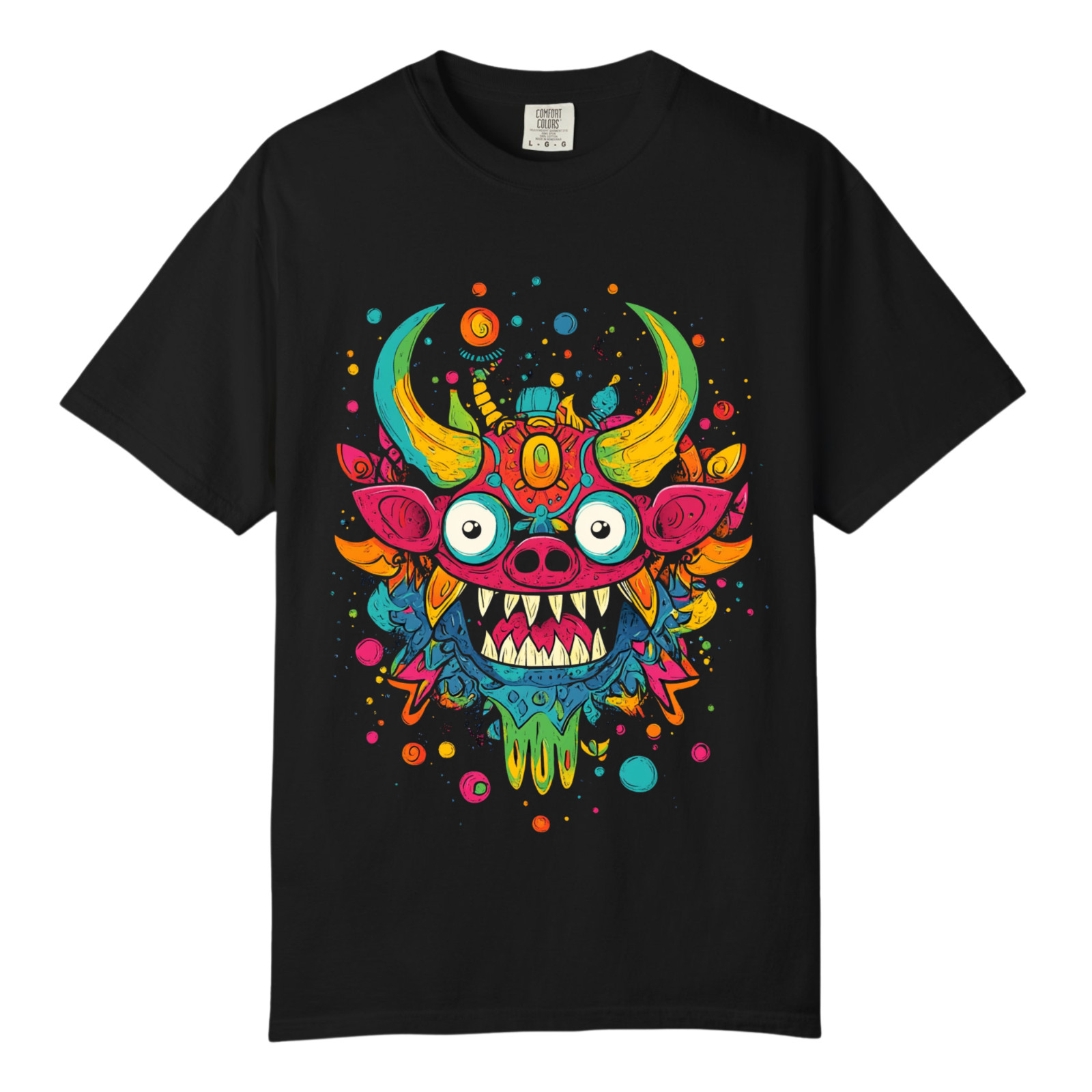 Floral Monster Mask Abstract Art TShirts, Comfort Color, Unisex Streetwear Tee