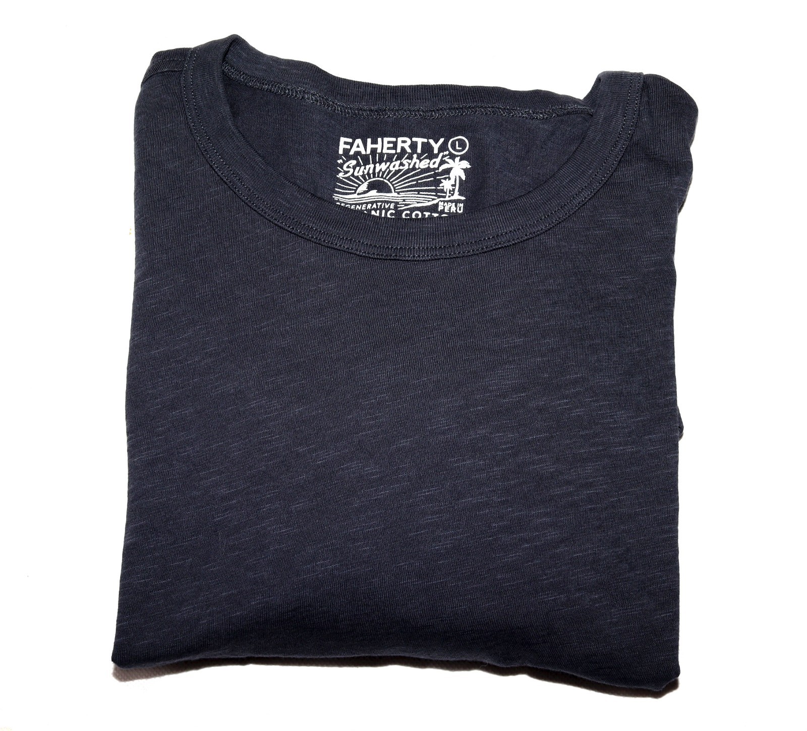 Faherty Men&rsquo;s LS Sunwashed Regenerative Cotton Tee Shirt Dune Navy Size Large