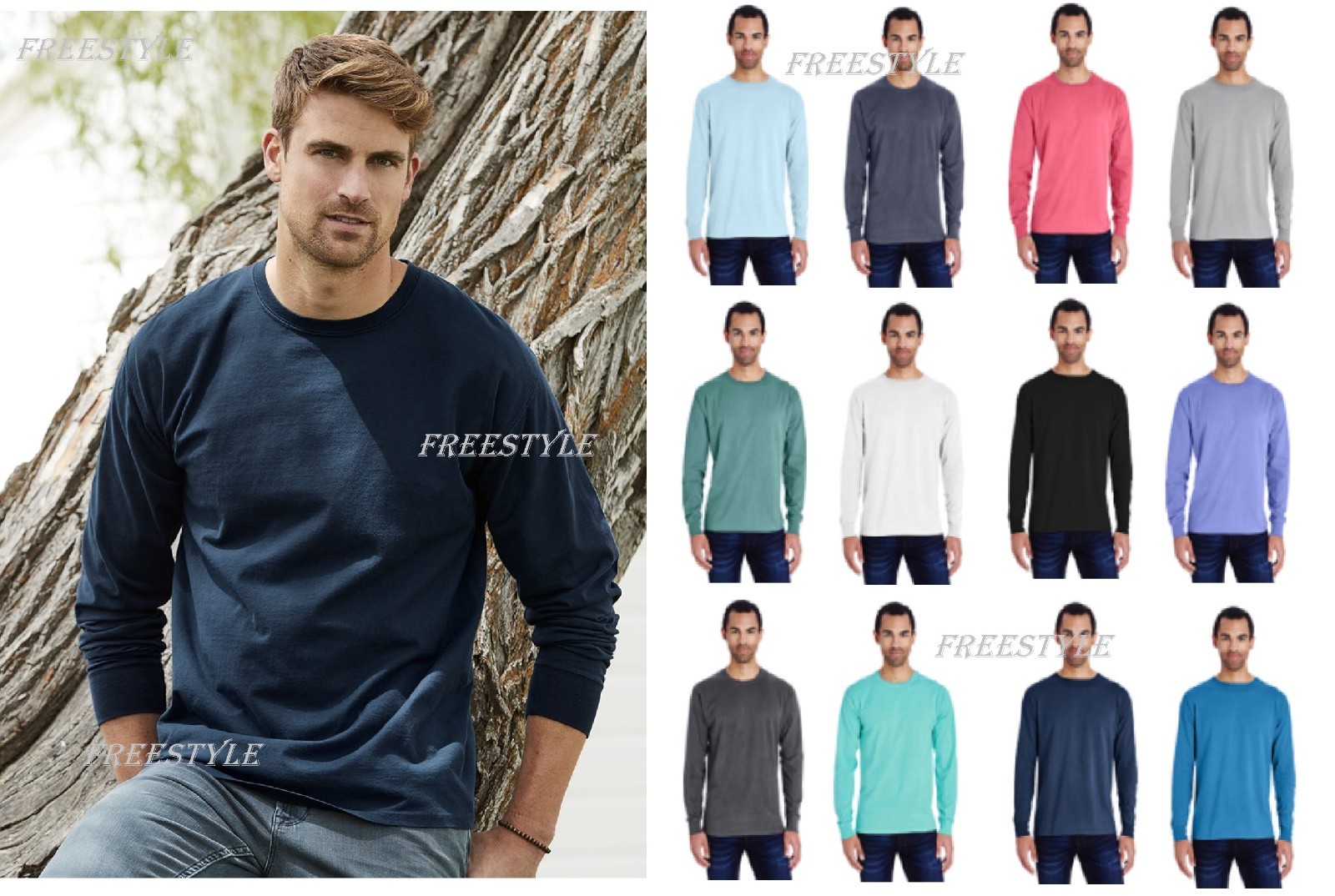 NEW ComfortWash by Hanes Garment Dyed Long Sleeve Unisex T-Shirt Tee GDH200 SALE