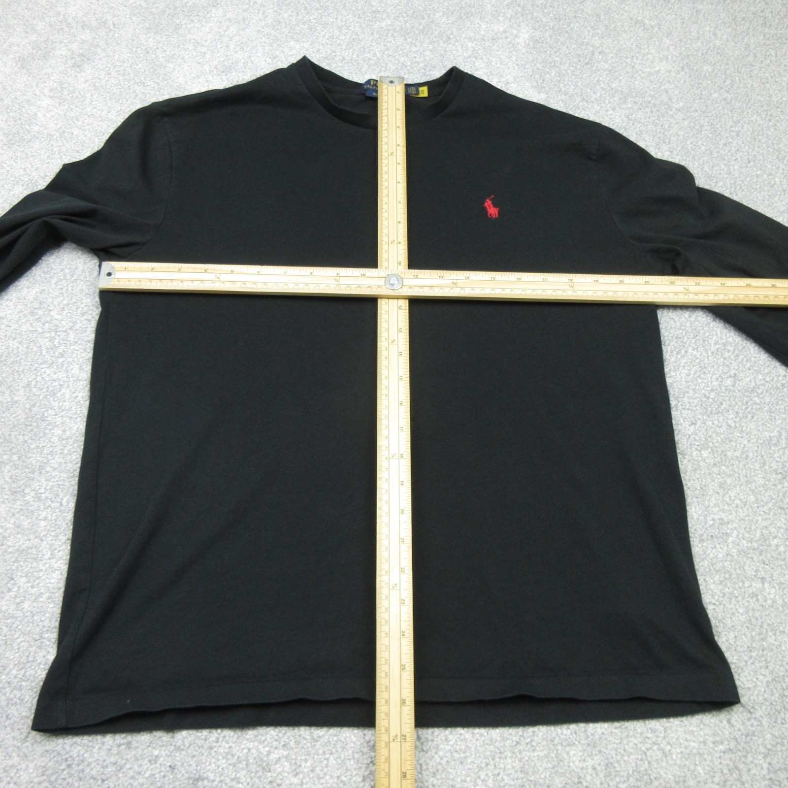 Ralph Lauren Shirt Mens Medium Black Embroidered Spell Out RL PRL Tee Crew 6411