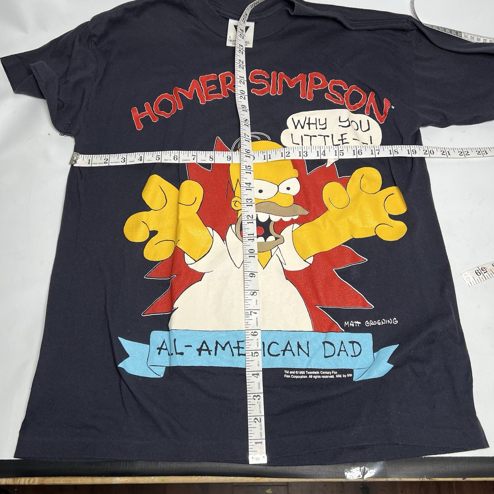 VTG 90s The Simpsons Homer All American Dad T-Shirt Size L Fox Matt Groening
