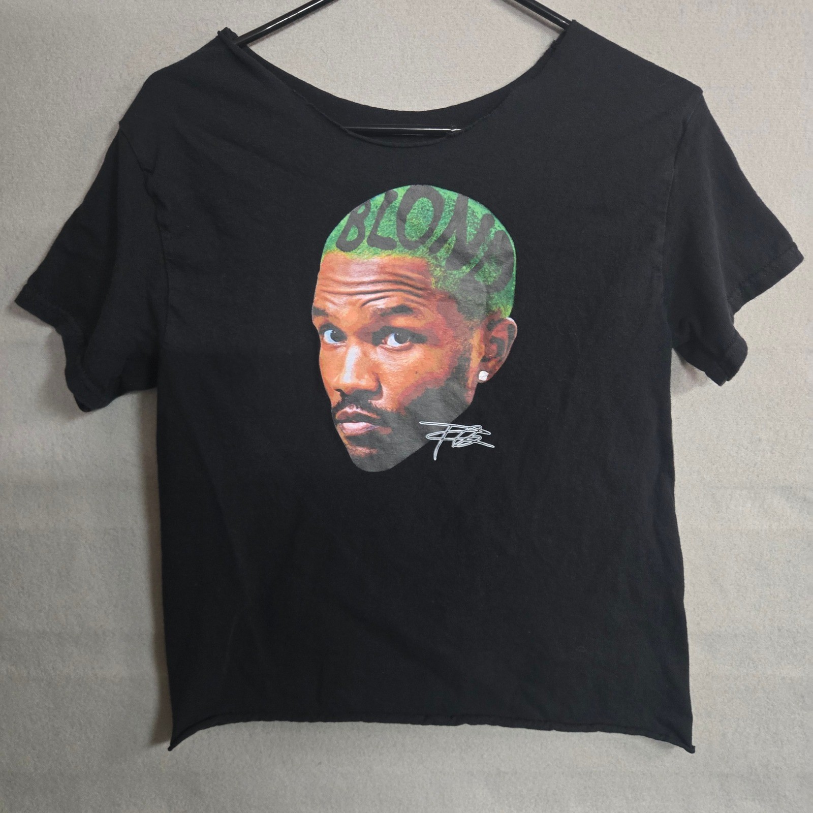 Frank Ocean Blonde Graphic T-Shirt Black Custom Cropped Raw Neck Streetwear S