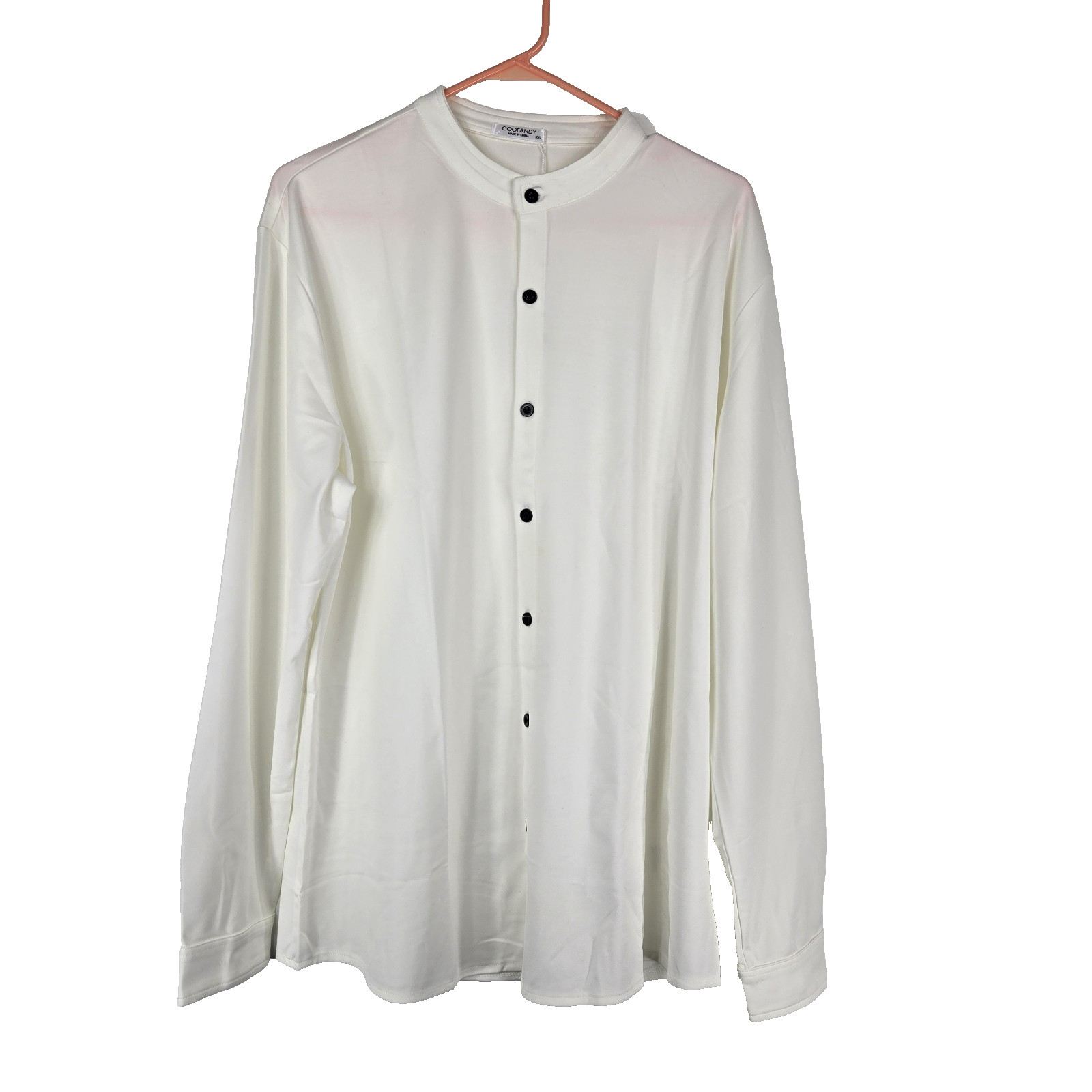 Coofandy Full Button Up Long Sleeve Crew Neck Shirt Men&rsquo;s Size XXL NWT