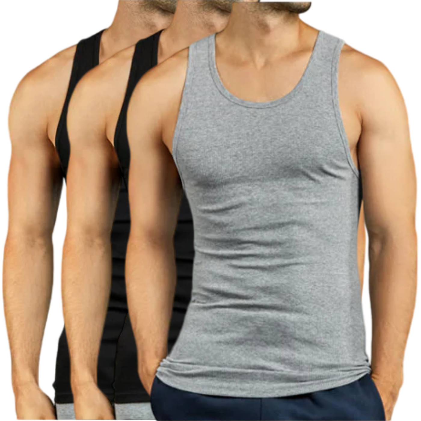 3 Pack Men&rsquo;s A-Shirts Cotton Tank Top S-3XL Basic Underwear Menswear Workout