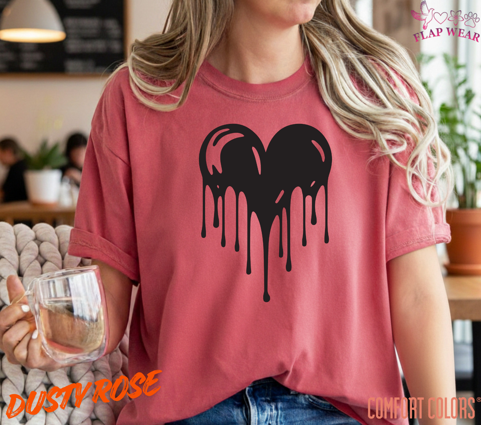 Unisex Dripping Heart Love T shirt Men T shirt Women valanity day Romantic