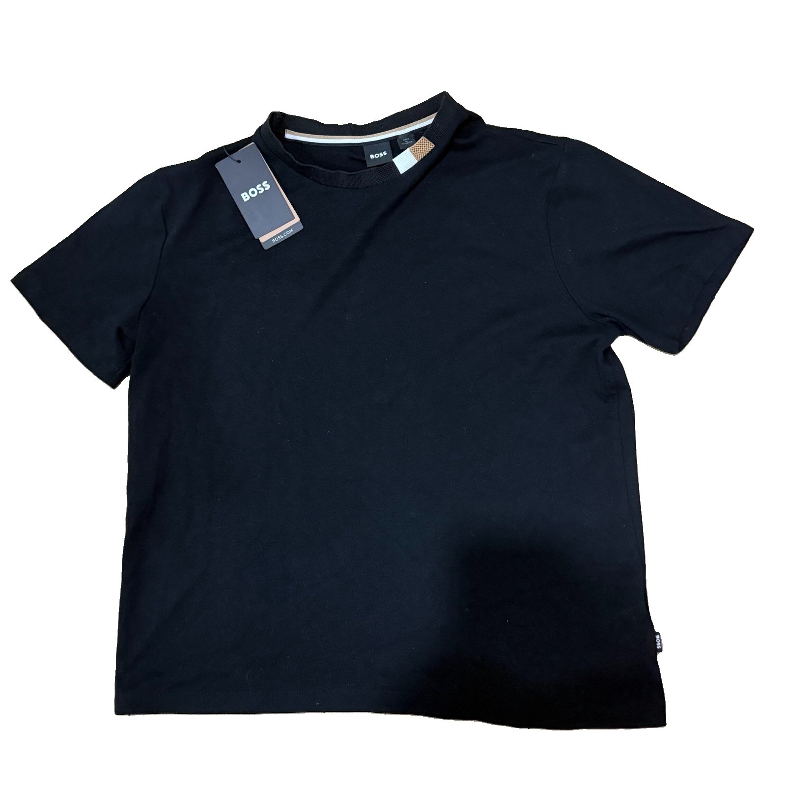 ⭐️BOSS Tiburt X Men Slim L Black minimalist brand collar in luxury soft cotton.