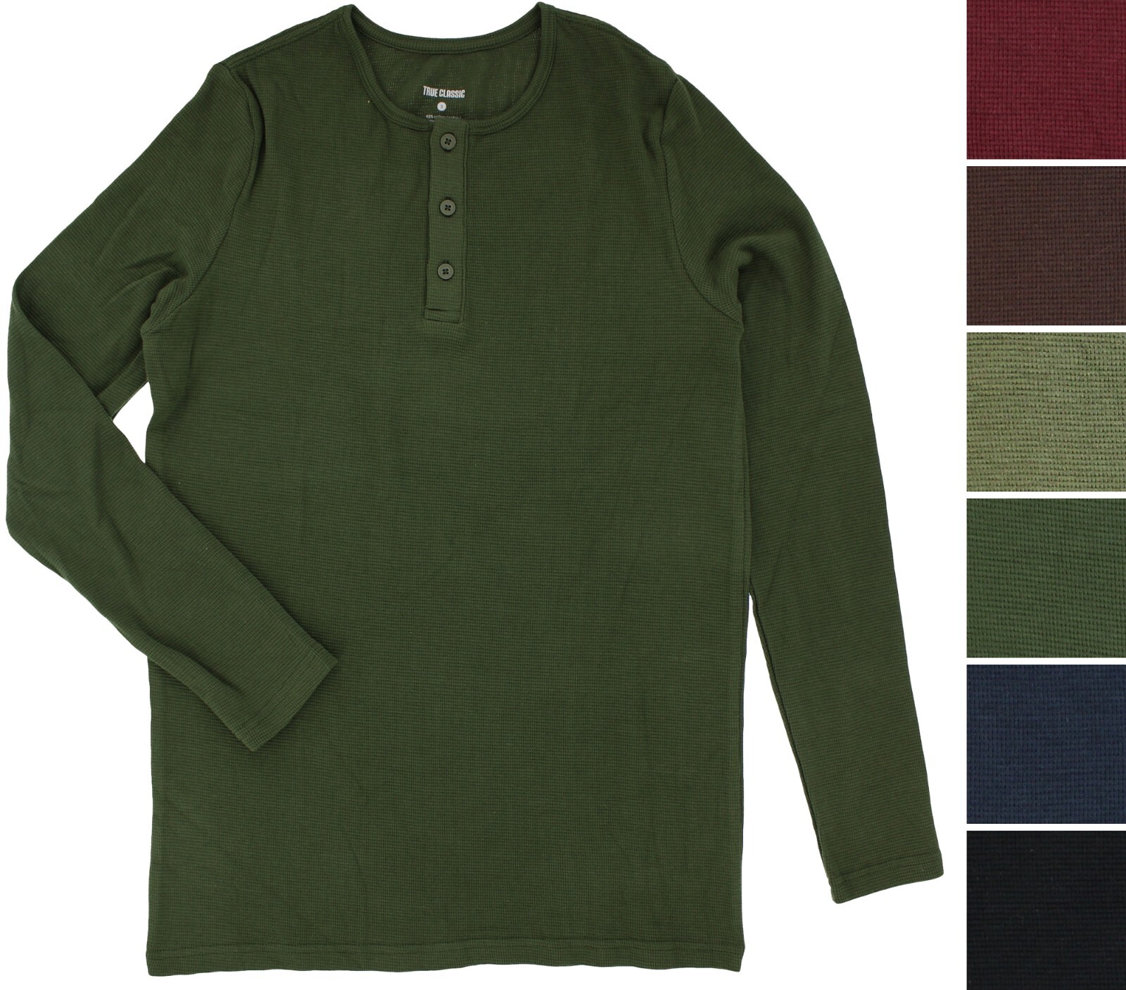 True Classic Men&rsquo;s Shirt, Long Sleeve Waffle Henley style Crew Neck, MSRP $35