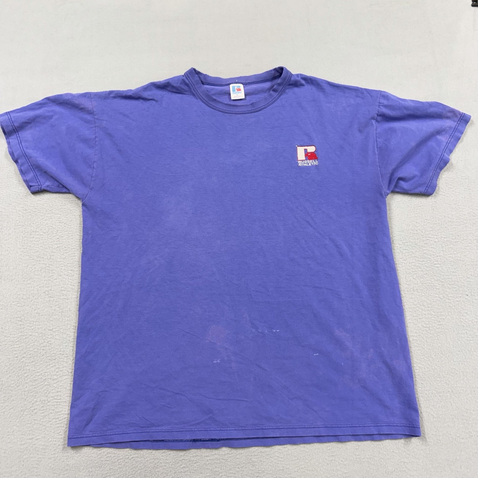 Vintage Russell Athletic Shirt Mens XL Purple Logo T-Shirt Tee Made USA 90s