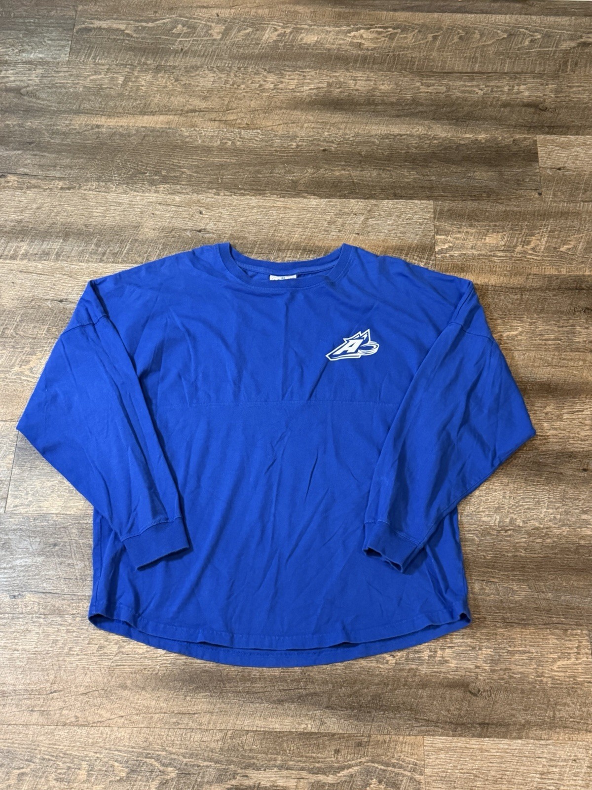 Alaska Aces Long Sleeve Shirt Mens Medium Blue Graphic Tee Hockey Sportswear