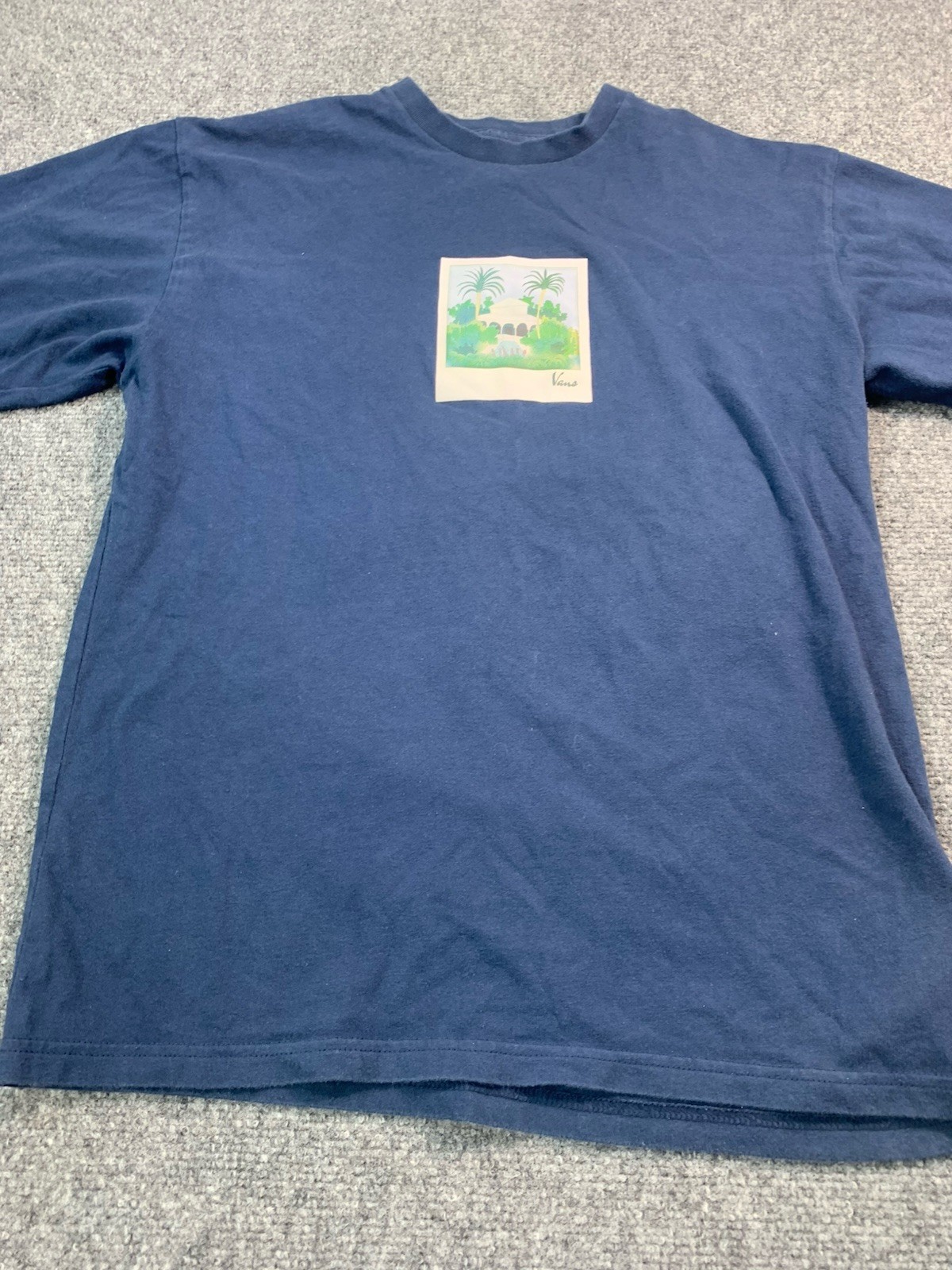 VANS Shirt Mens Medium Blue Long Sleeve Crew Neck Casual Graphic Print