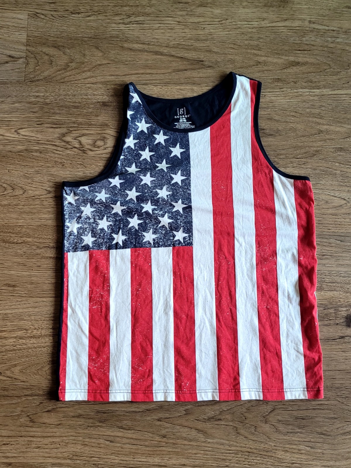 George Men&rsquo;s Multicolor American Flag Graphic Sleeveless Tank Top Size XL
