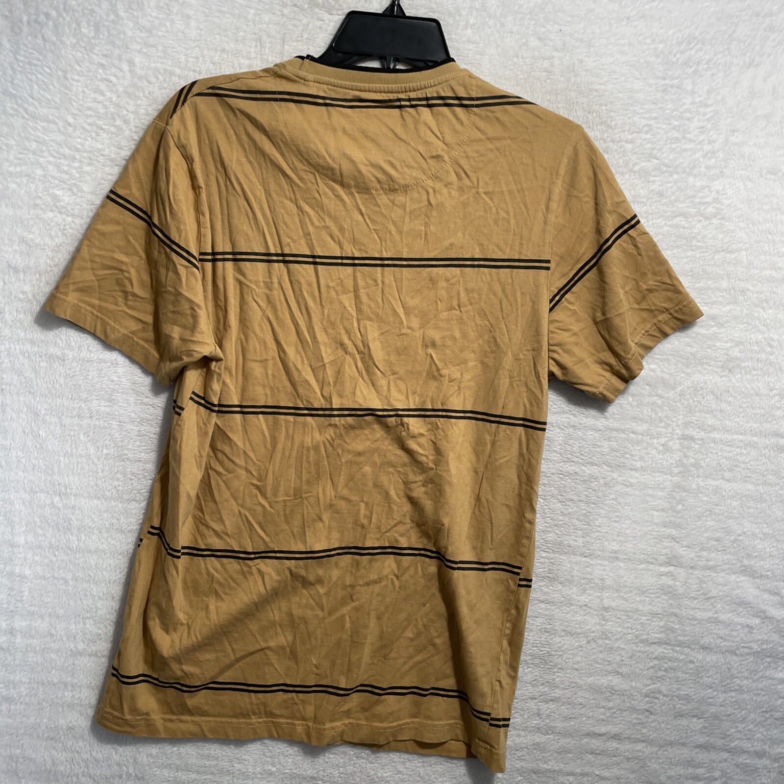 Denim Flower Shirt Brown Stripe Mens Medium Short Sleeve Portland Graphic