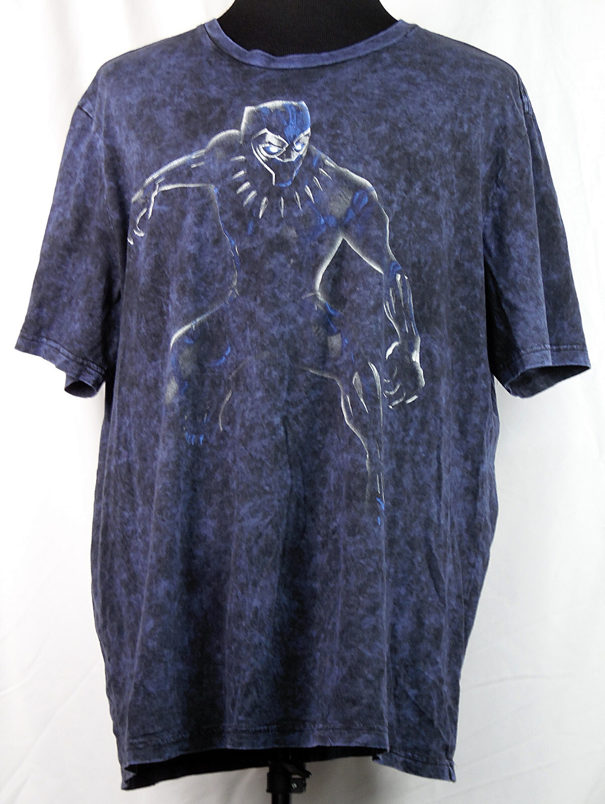Marvel Black Panther Black & Blue Crystal Wash Tie Dye S/S T-Shirt 2X 50/52