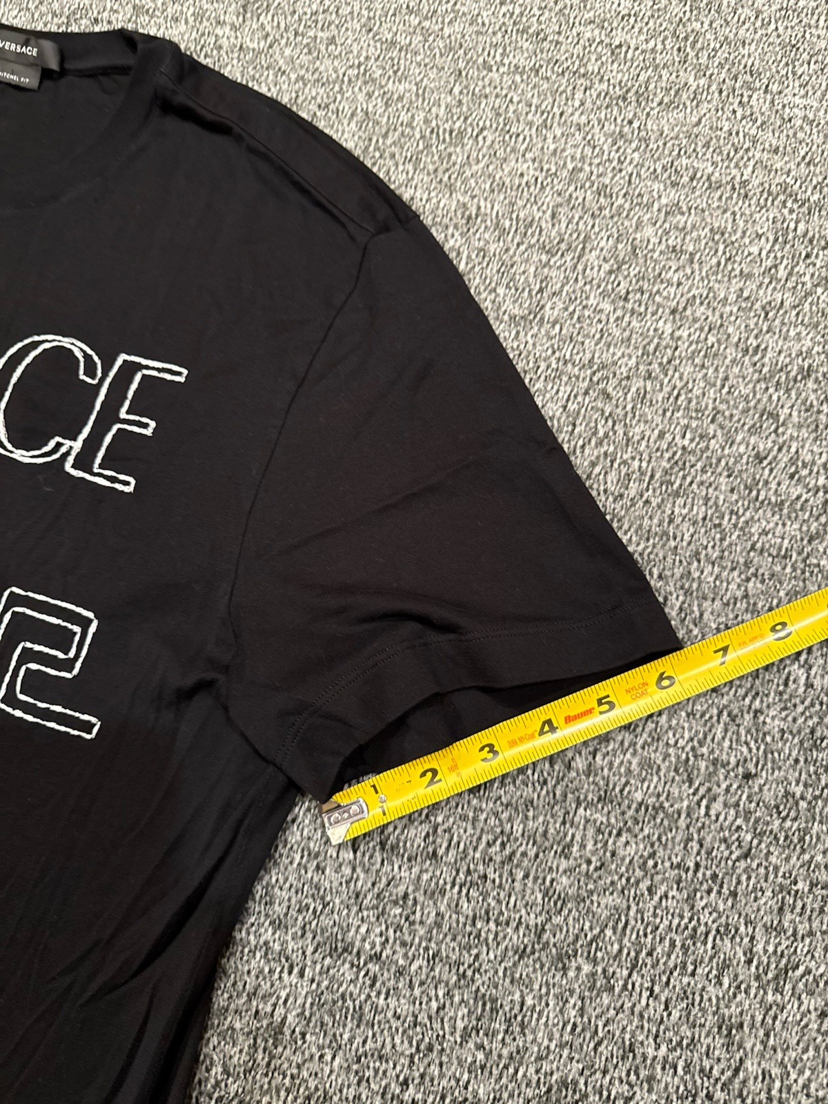 Versace Embroidered T Shirt Mitchel Black Crew Neck Short Sleeve Mens Size Large