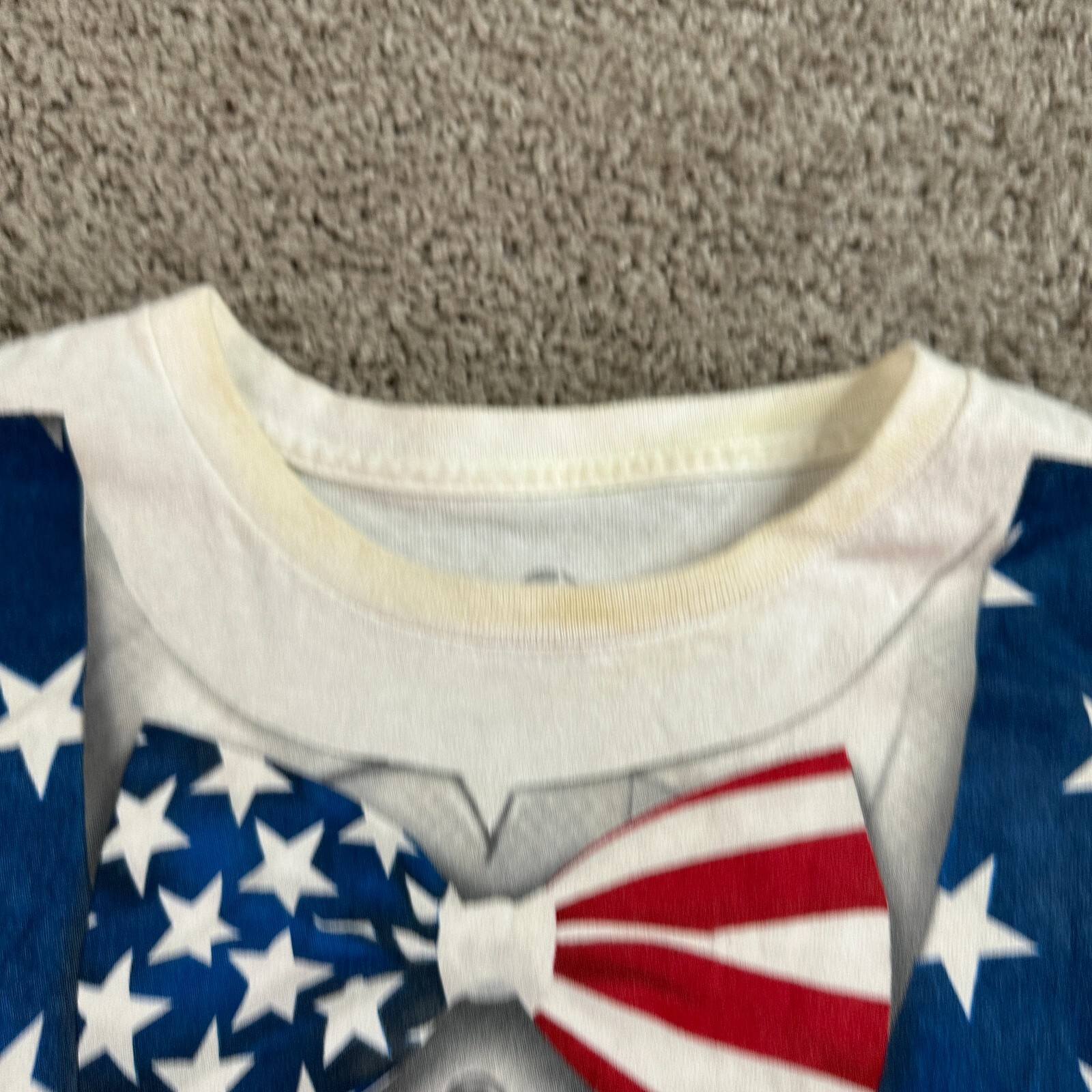 Liquid Blue Shirt Mens Extra Large White Stars Stripes Vest Bow Tie Print FLAW