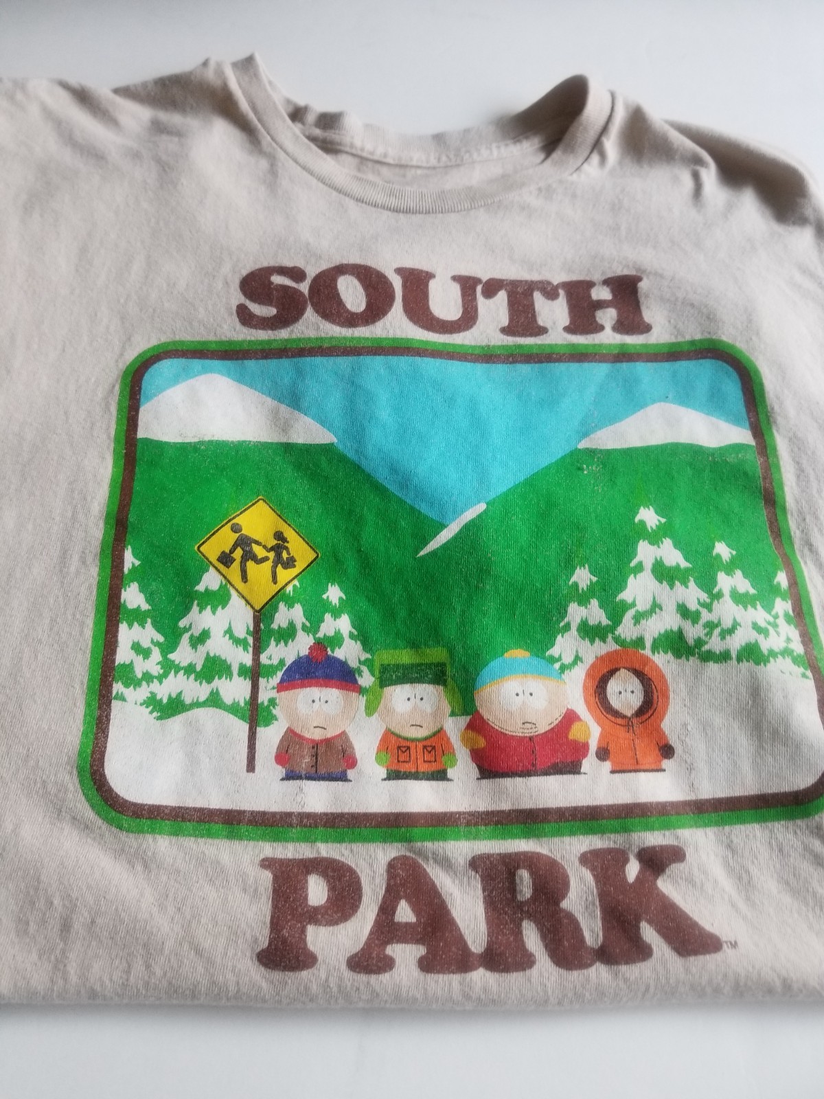 2XLARGE South Park Shirt Mens Beige Graphic Crewneck Tee 100% Cotton