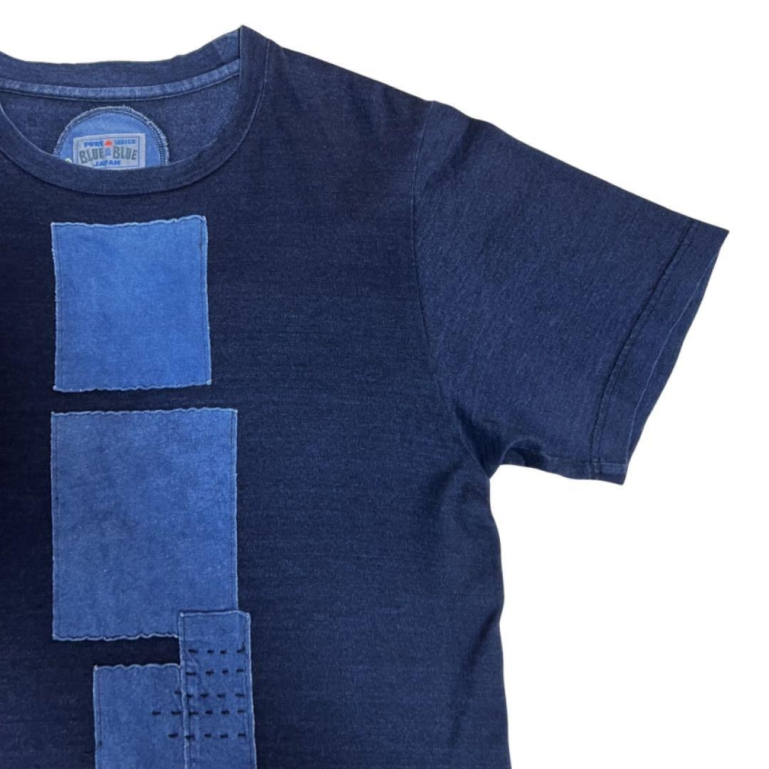 BLUE BLUE JAPAN Indigo Patchwork T-Shirt Size 2 Cotton Made in Japan F/S