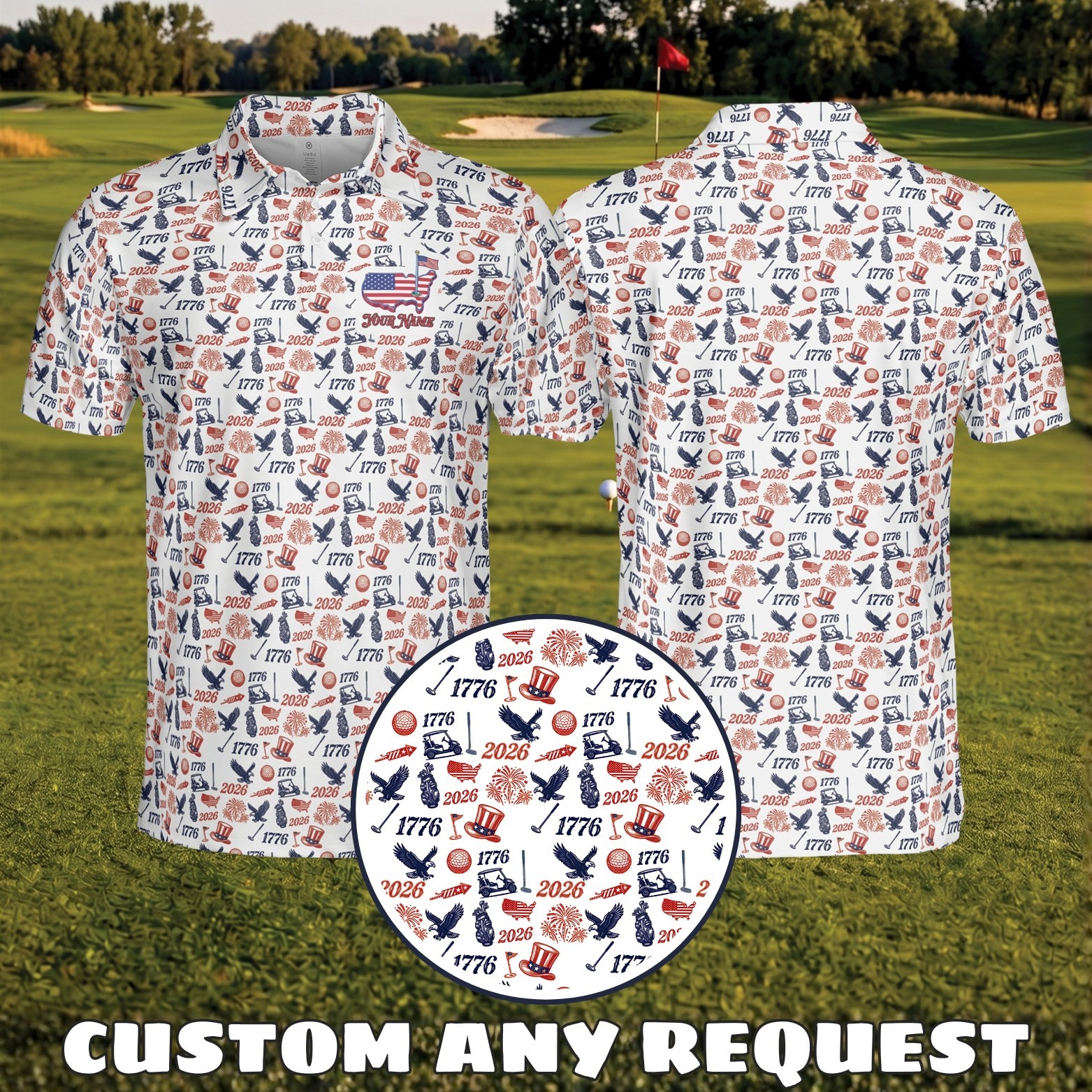 Custom Name 250th Anniversary Patriotic Polo United States Of America (S-5XL)