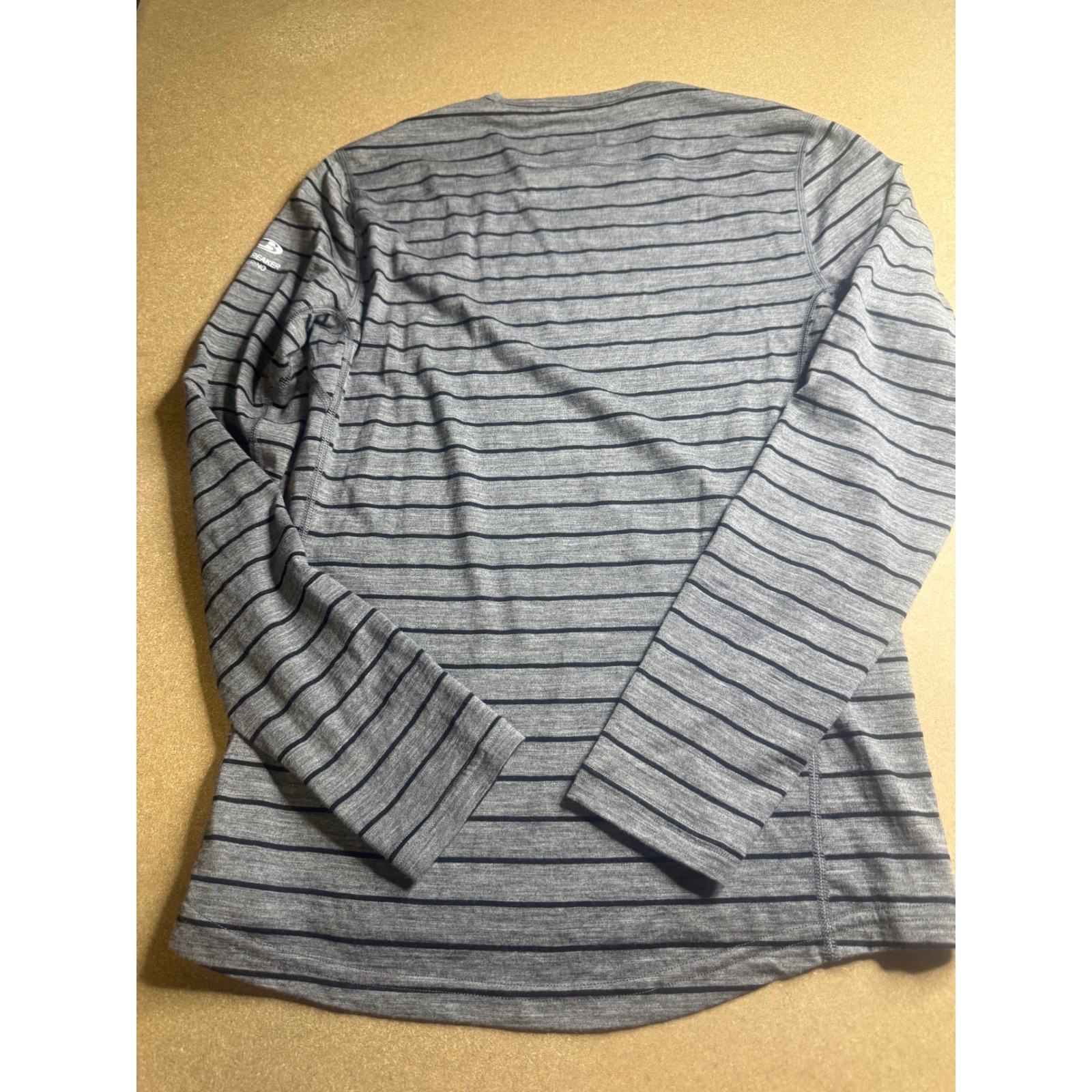 Icebreaker Merino Bodyfit 200 Mens Small Grey Striped Long Sleeve Base Layer Top