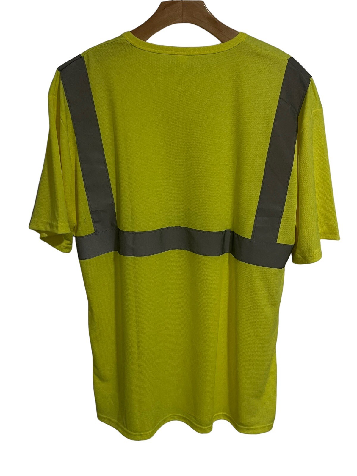 Safety Shirt Mens 3XL High Visibility Florescent Yellow Reflective Strips NEW