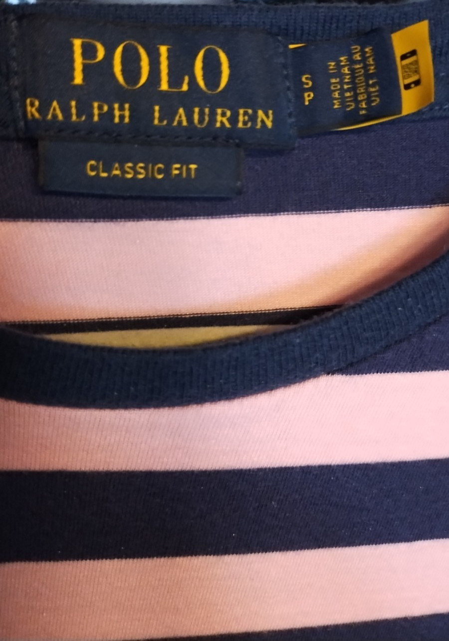 Polo Ralph Lauren Shirt Mens Sm/Blue/Pink Striped Crew Neck Classic Fit Preppy