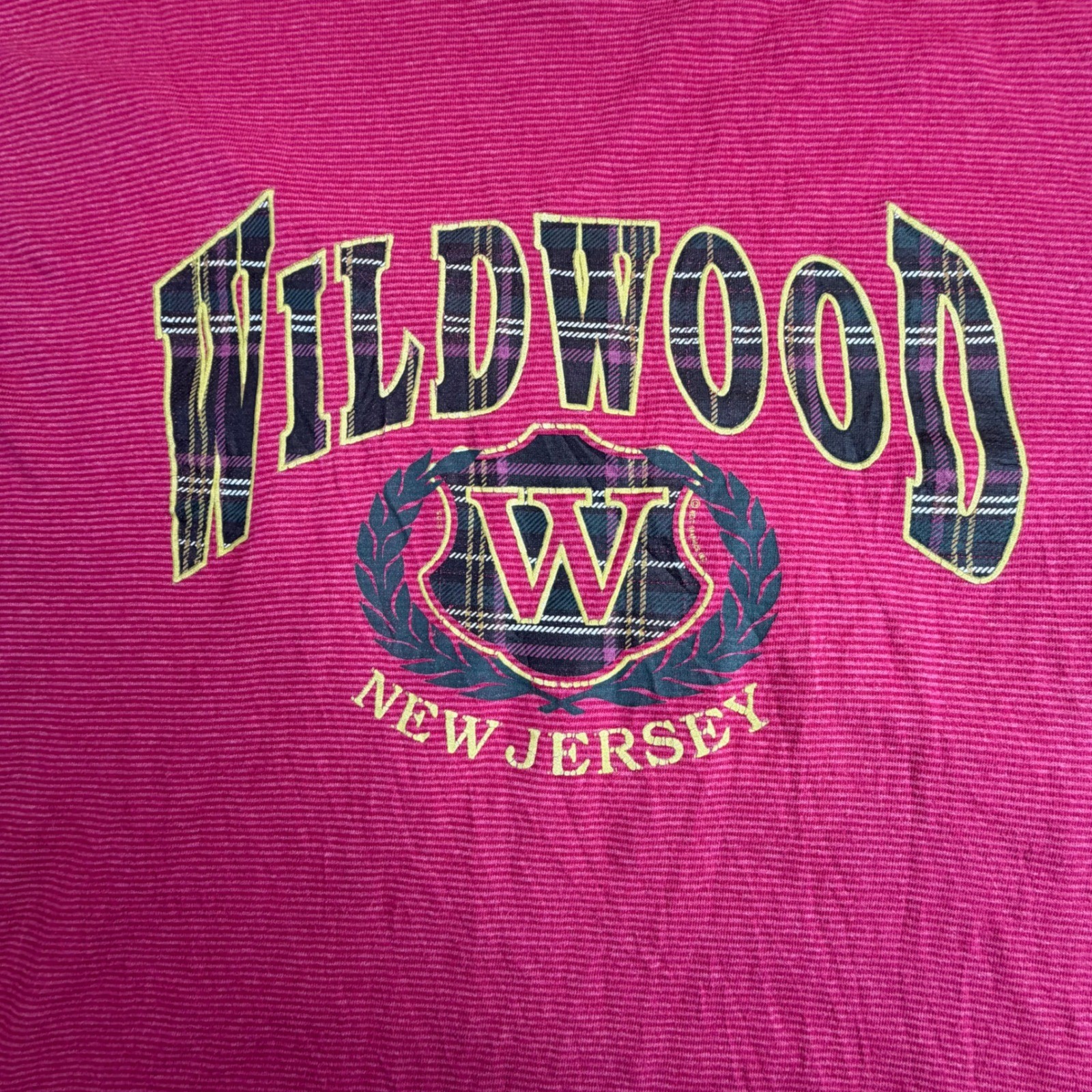 Vintage Cal Cru Wildwood New Jersey T-Shirt Mens Large Red Single Stitch Striped