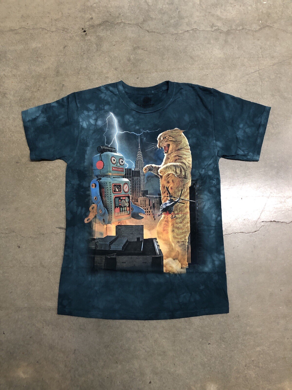 The Mountain Catzilla Vs Robot NYC Graphic Tie Dye T-Shirt Adult Medium New