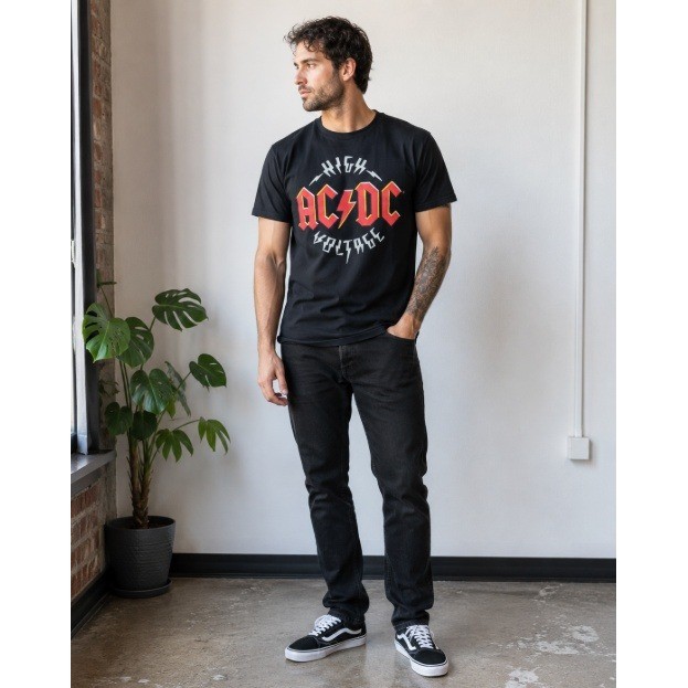 AC/DC High Voltage Graphic T-Shirt Men&rsquo;s Large Black Rock Band Concert Tee