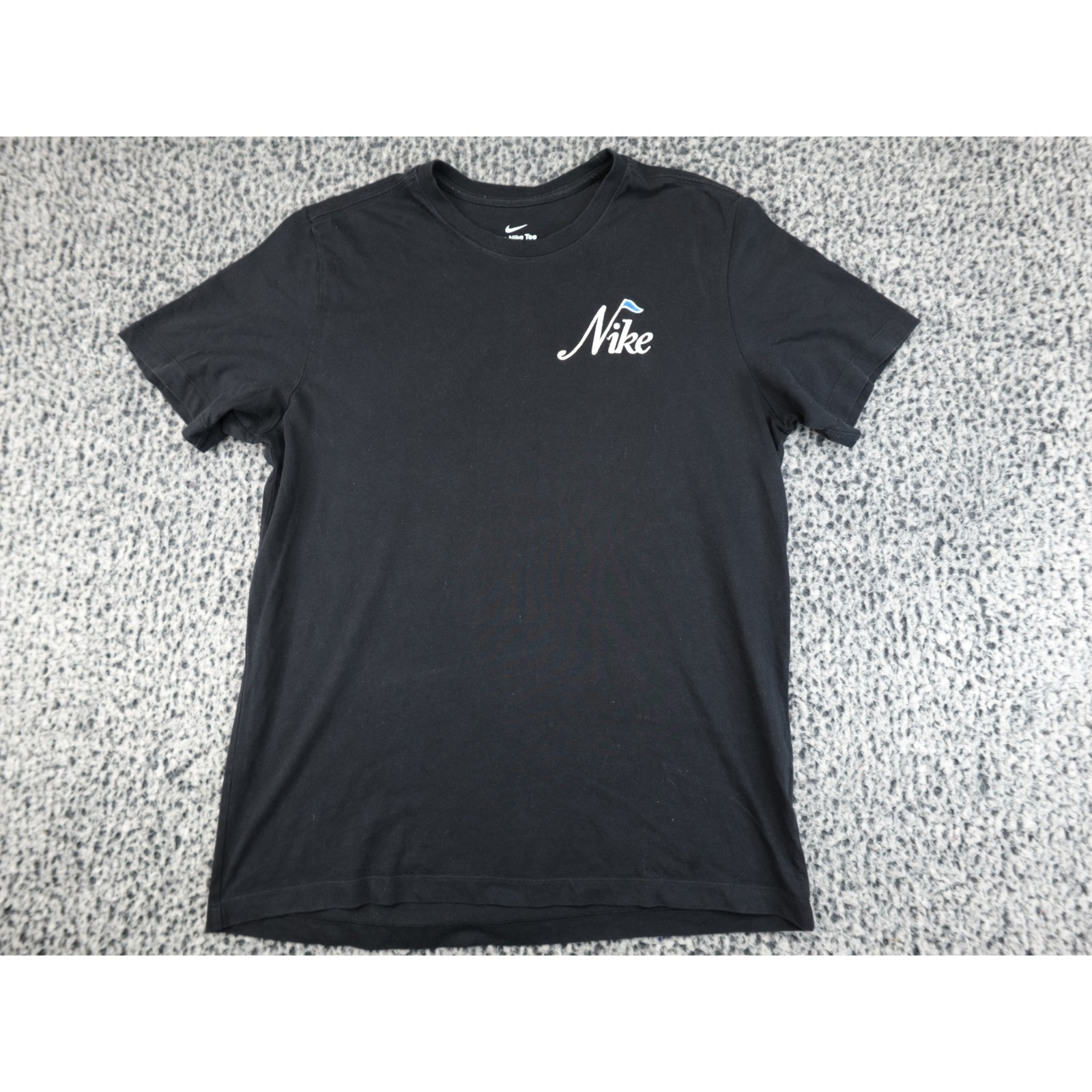 Nike T-Shirt Mens Large Black Good Embroidered Golf Flag Logo FV8428-010