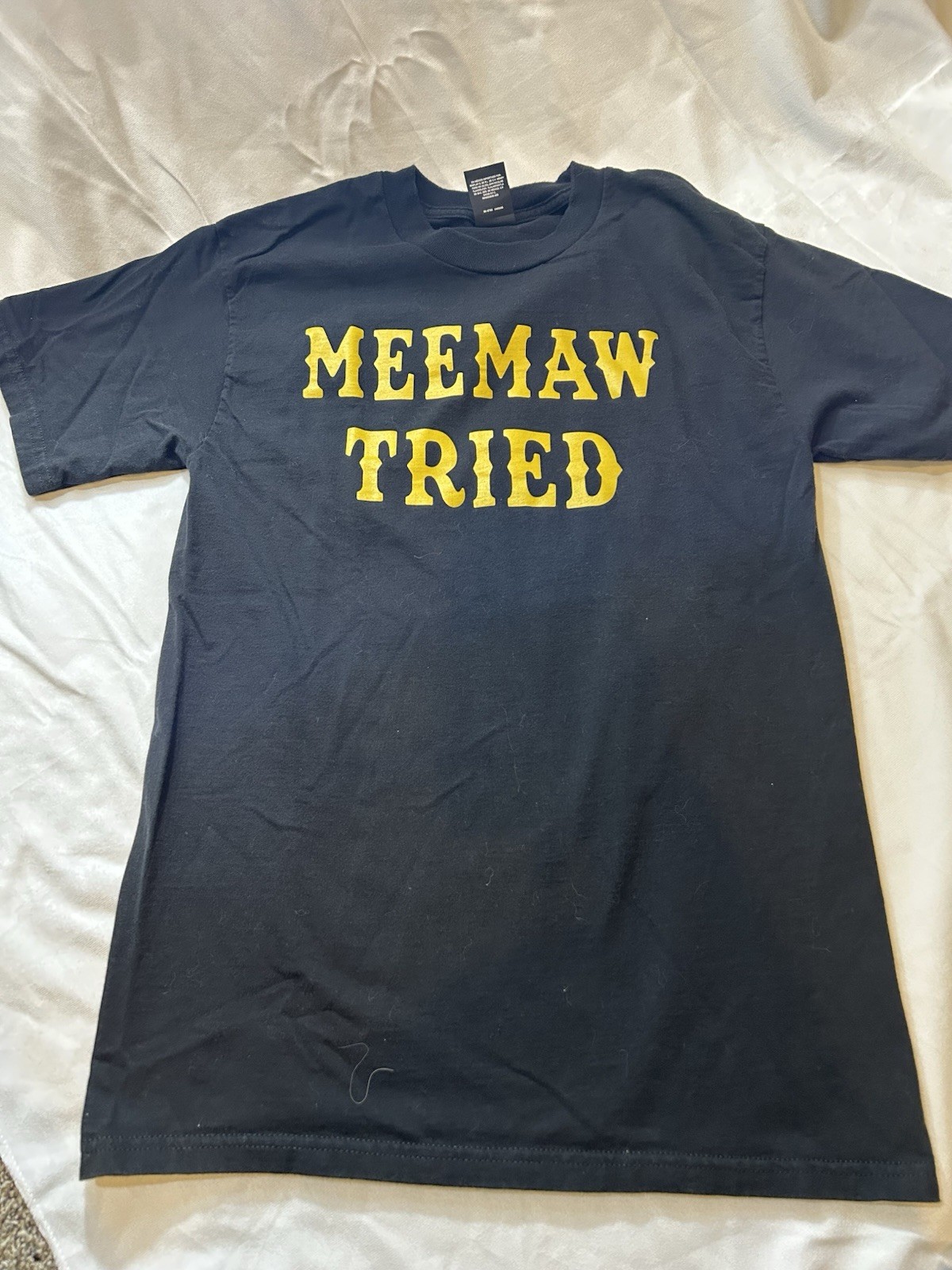 Hanes Beefy-T Men&rsquo;s Black « MEEMAW TRIED » Graphic Print Crew Neck T-Shirt S