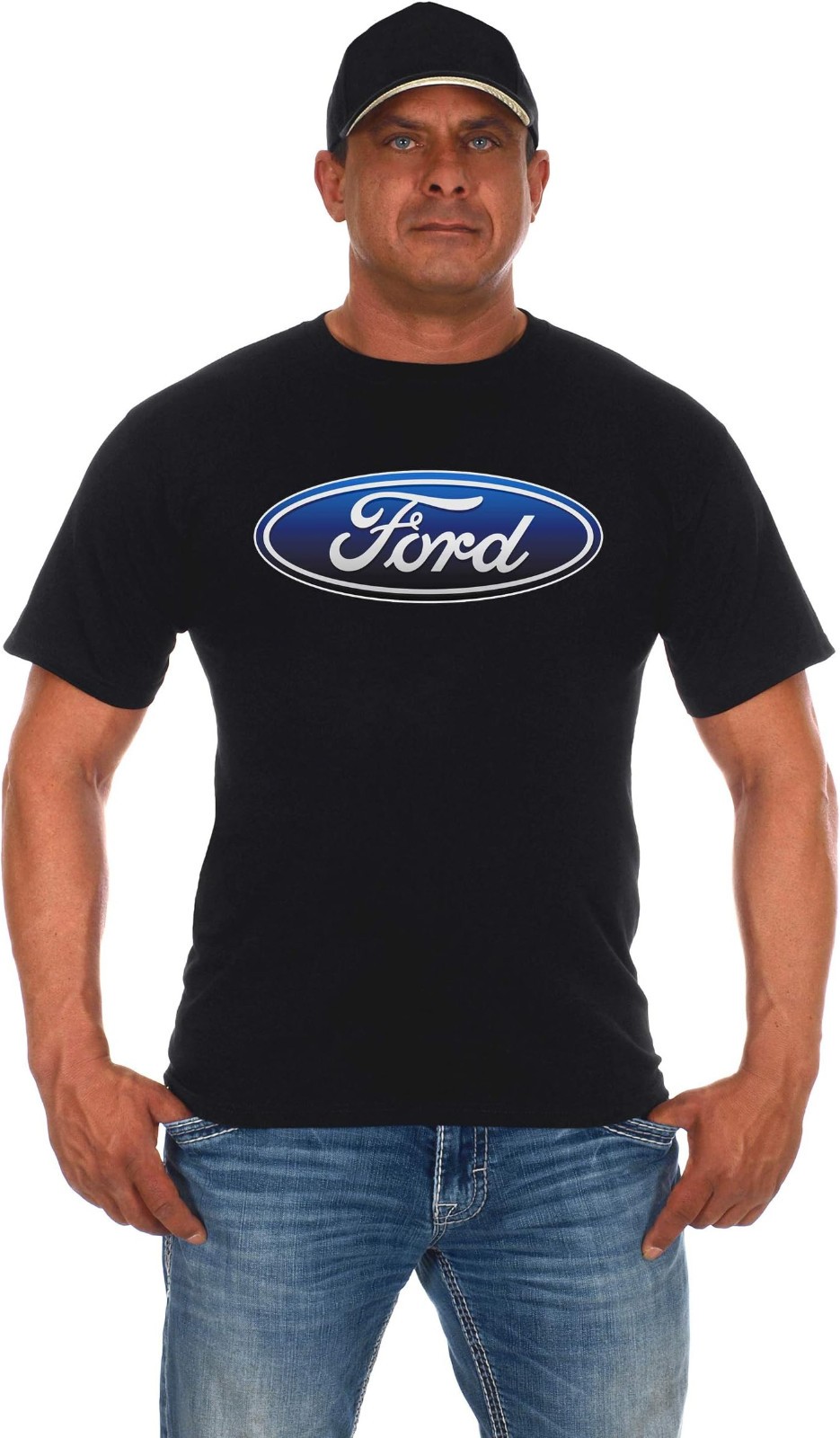 JH Design Men&rsquo;s Ford T-Shirt Oval Logo Crew Neck Black Shirt