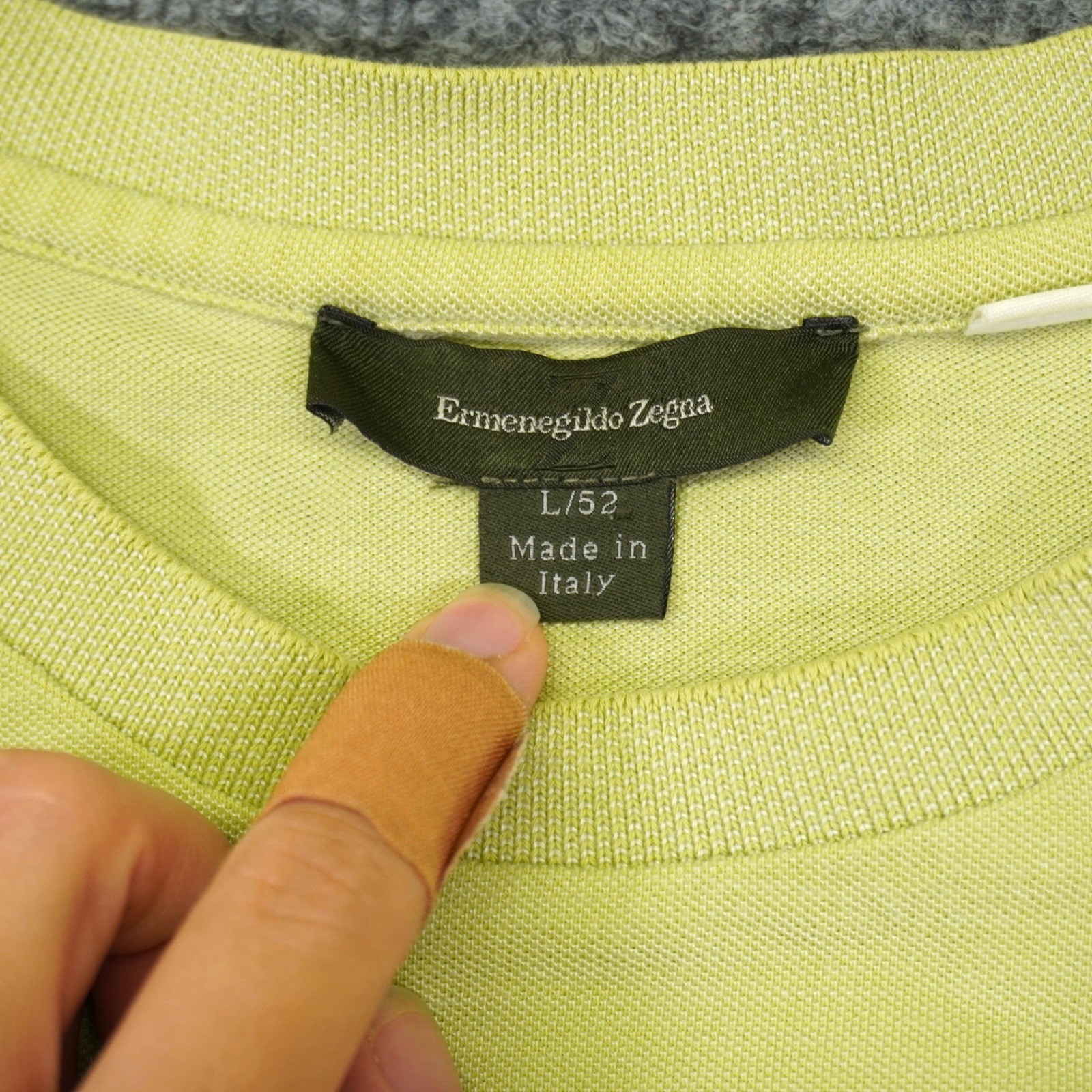 Ermenegildo Zegna T Shirt Men L 52 Lime Green Cotton Tencel Made in Italy Luxury