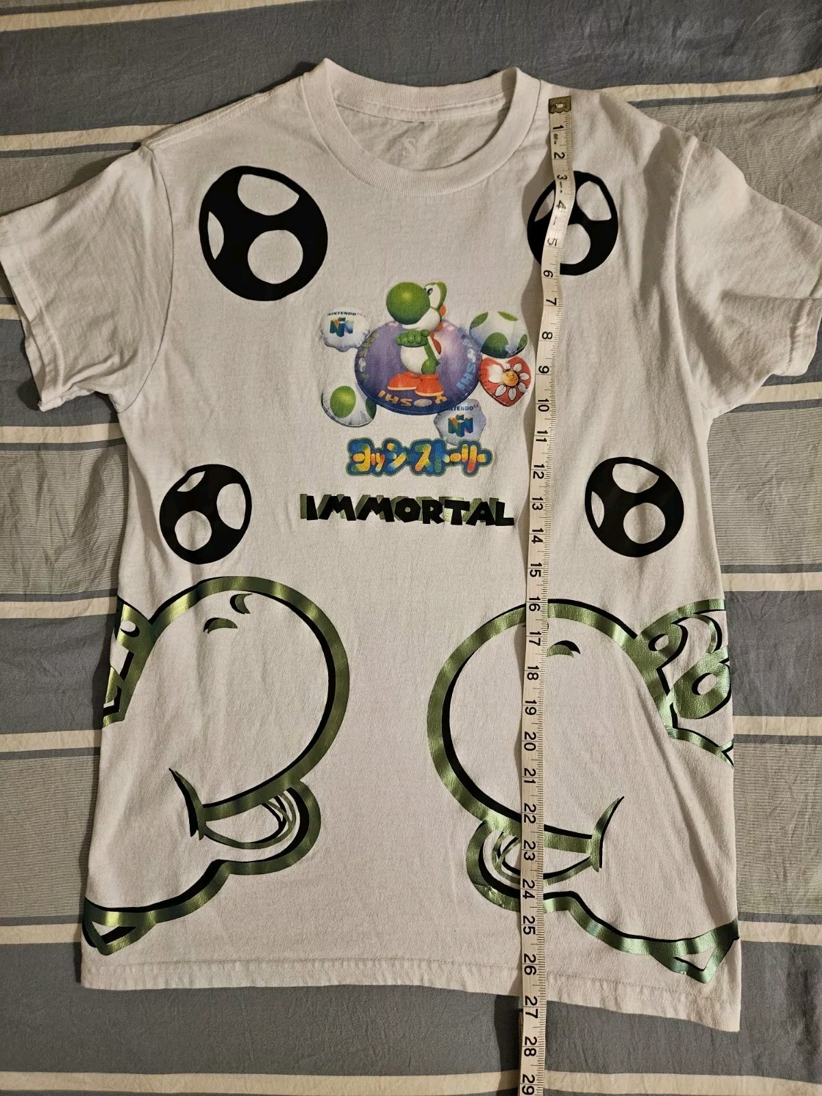 Yoshi&rsquo;s Island Custom HTV Vinyl AOP White T Shirt Size Small Nintendo 64