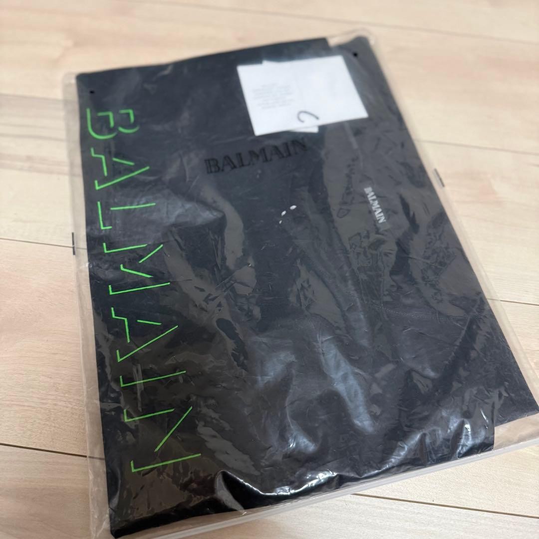 Balmain Men&rsquo;s Logo T-Shirt Black Green Foil Velour