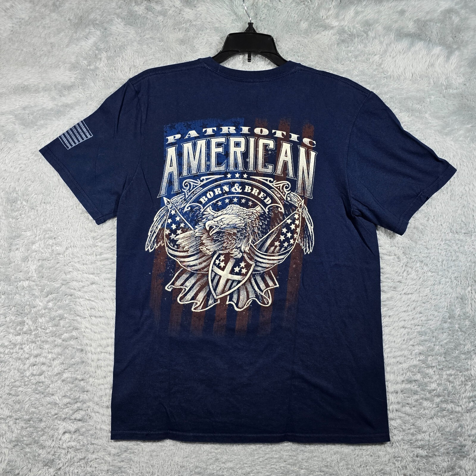 Buck Wear T Shirt Mens Medium Blue Patriotic American Graphic Deer Skull Logo