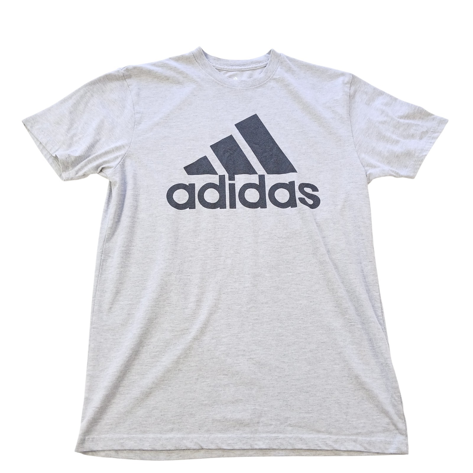 adidas golf t-shirt Men M (fit is Small C38)Gray+black chest logo/Cotton-Poly